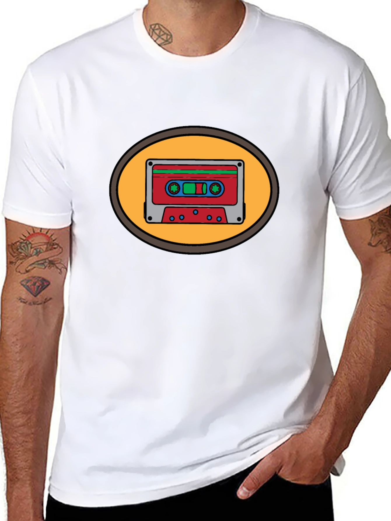Retro Cassette Tape Graphic Tee - Black
