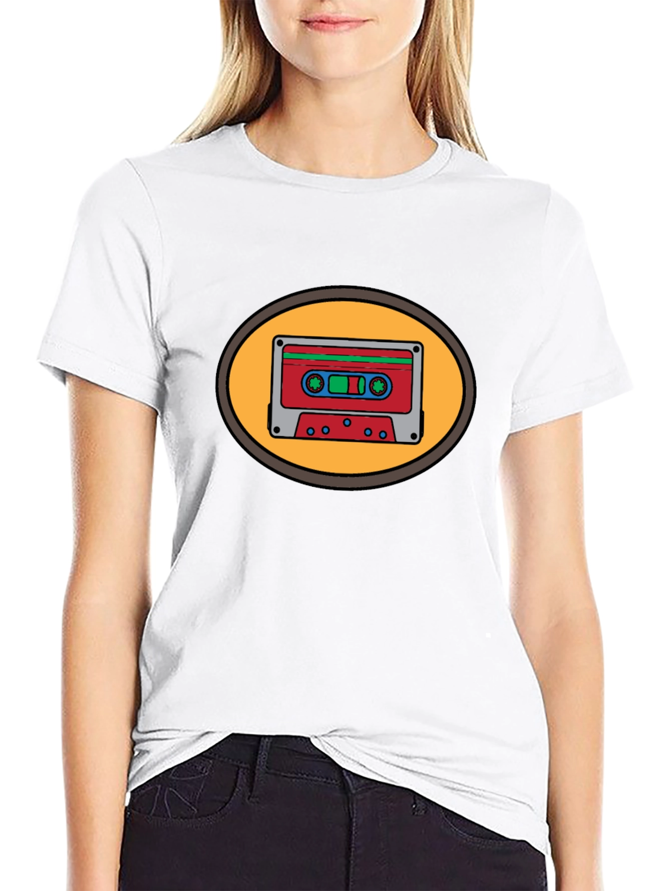 Retro Cassette Tape Graphic Tee - Black