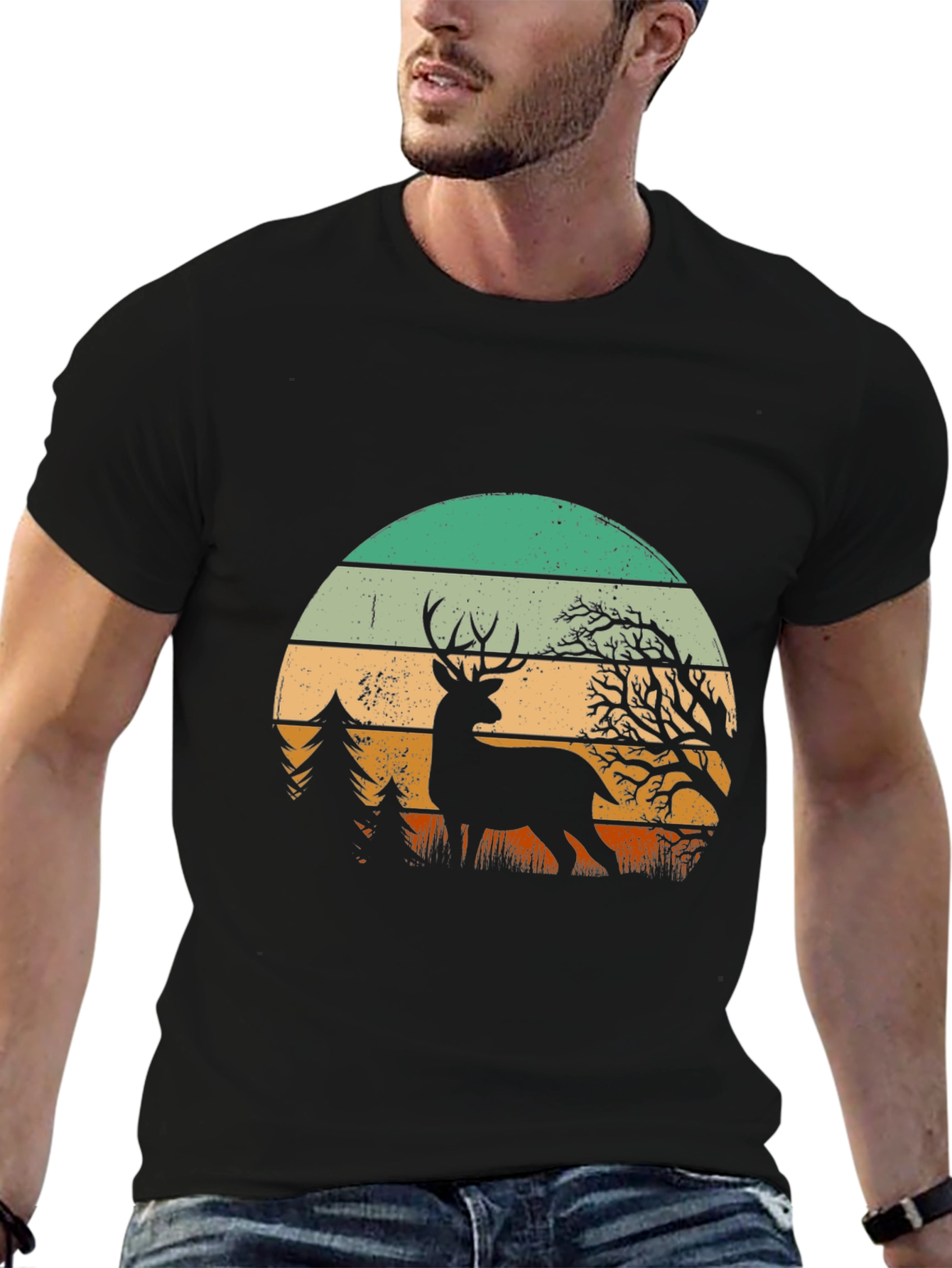 Retro Deer Sunset Graphic Tee