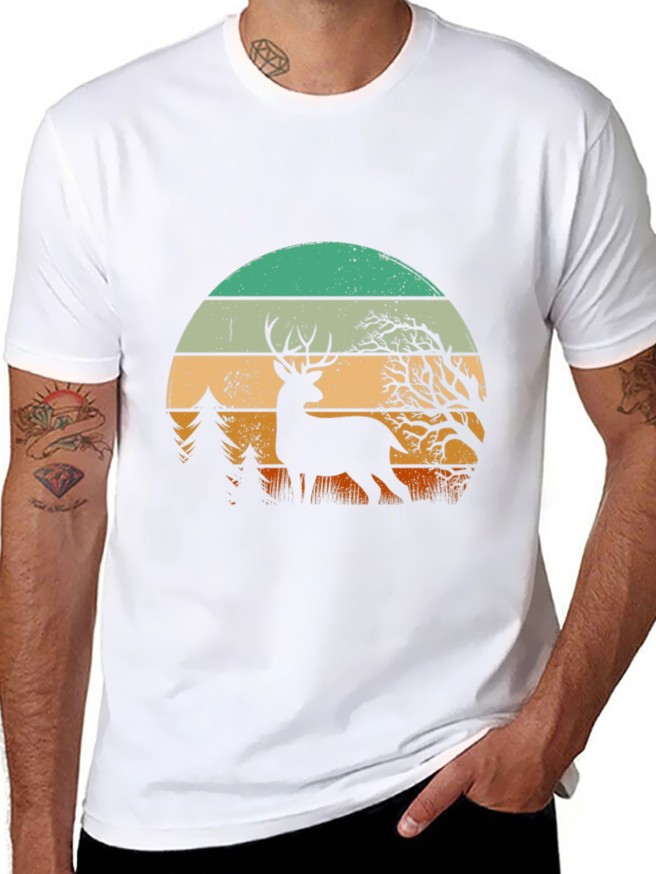 Retro Deer Sunset Graphic Tee
