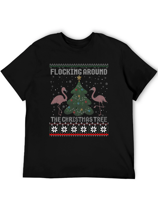 Festive Flamingo Christmas Tree T-Shirt