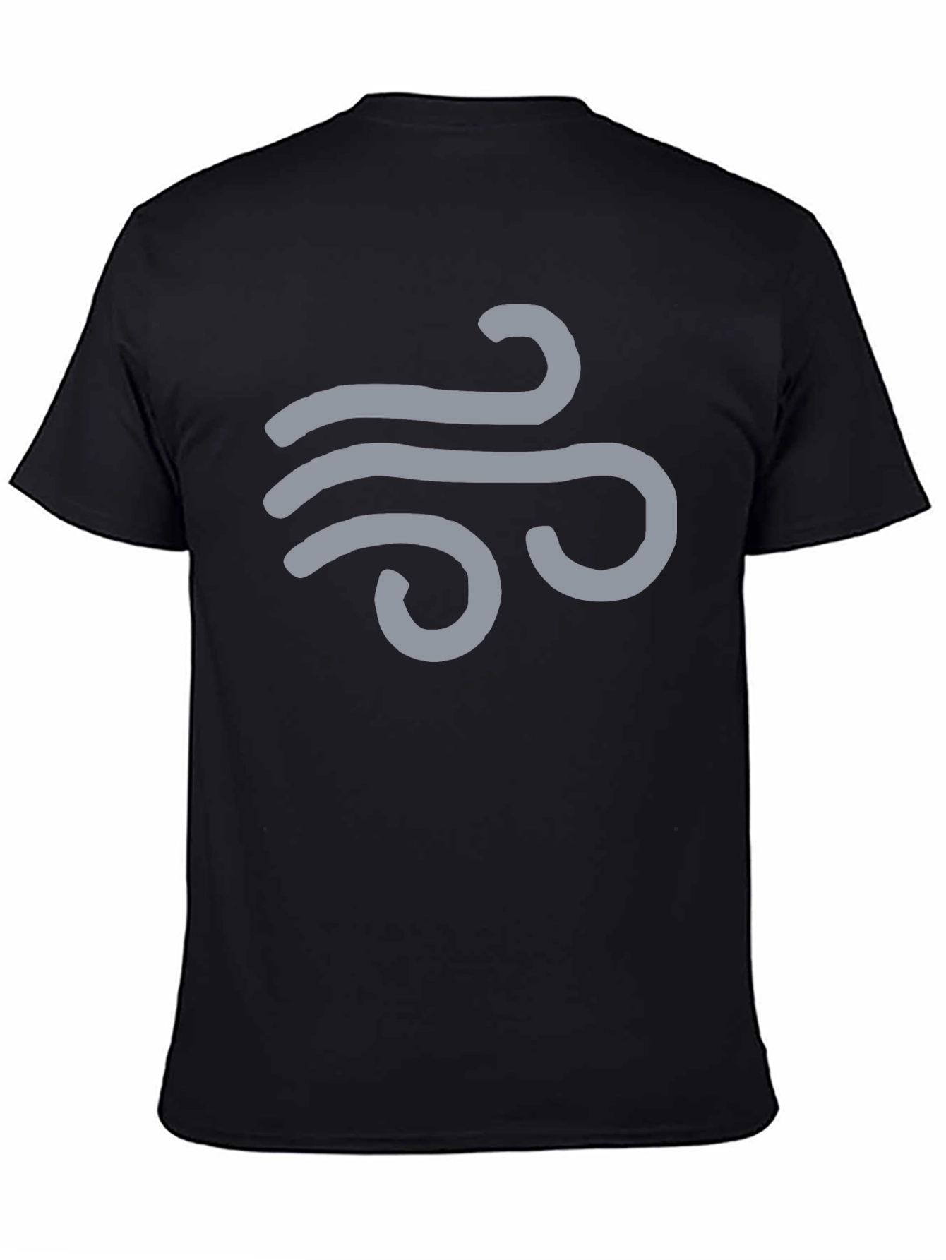 Mens Black T-Shirt with Wind Symbol Design