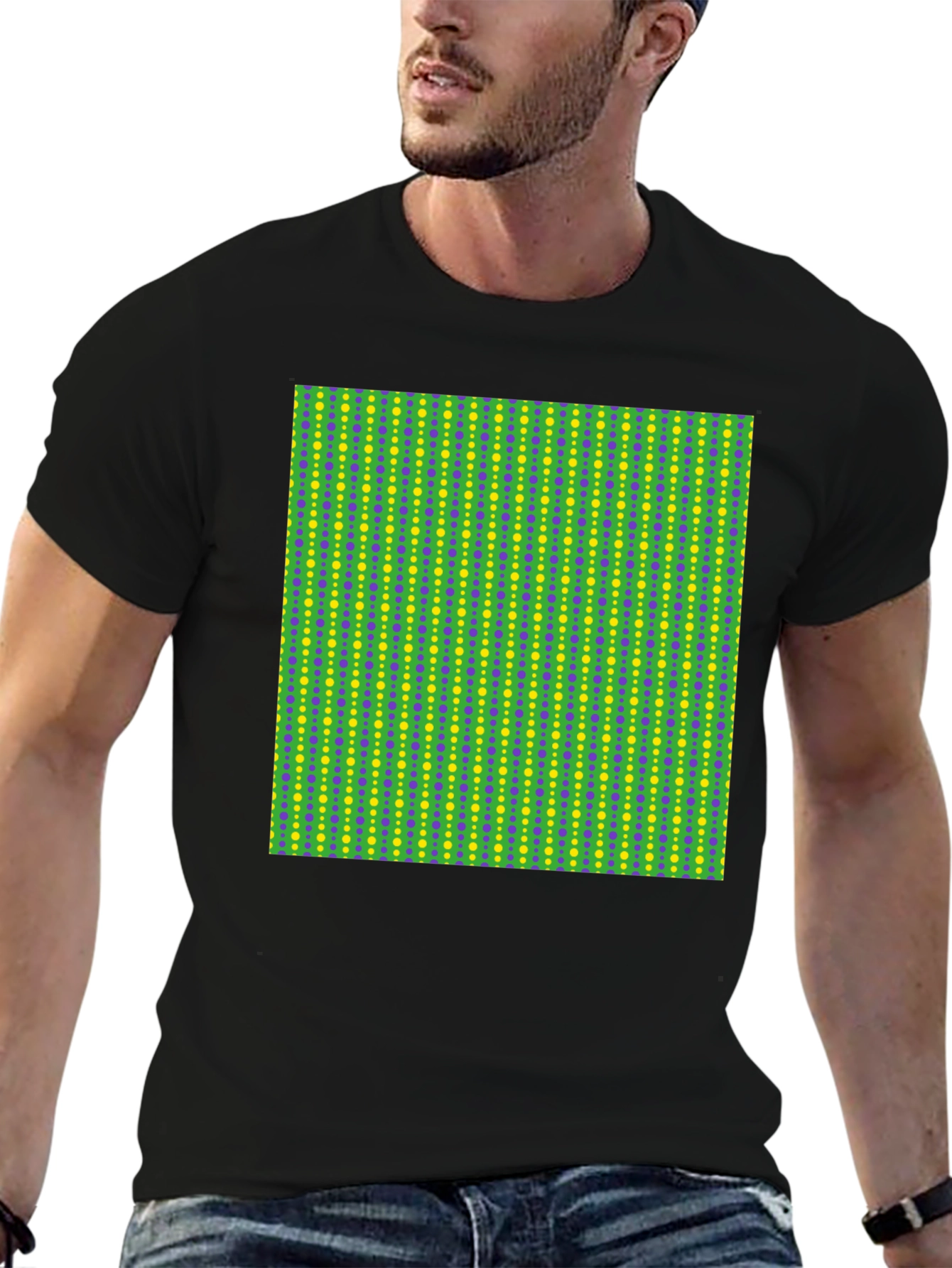 Groovy Geometric Print Black T-Shirt