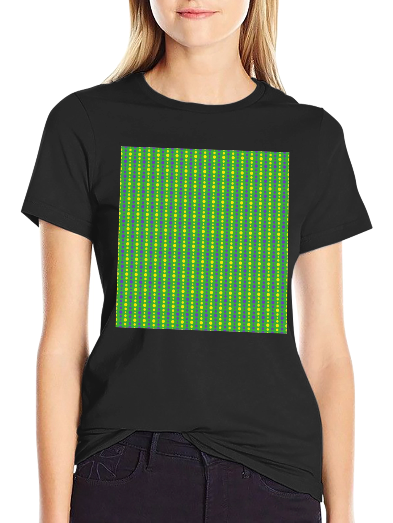 Groovy Geometric Print Black T-Shirt