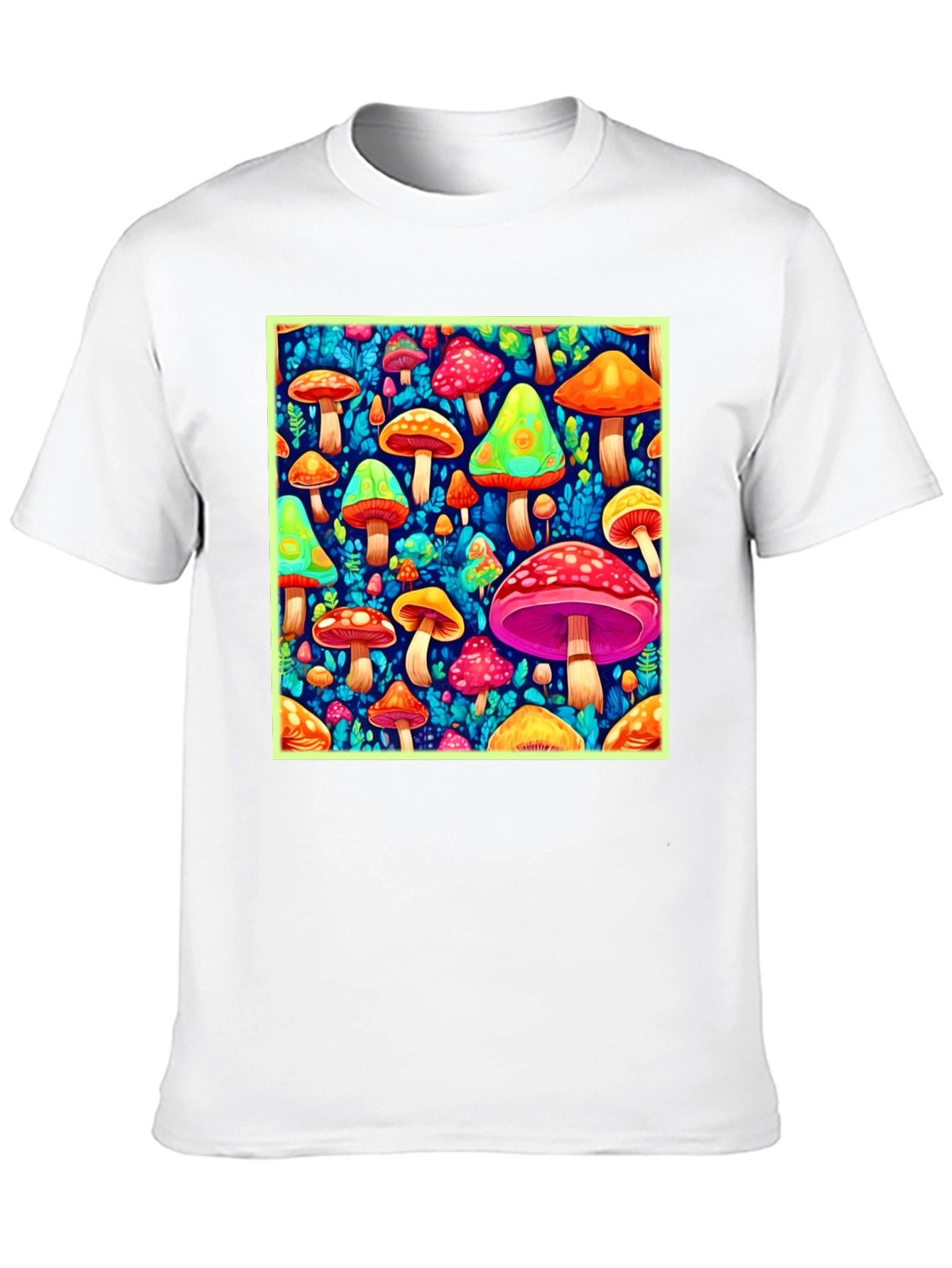 Psychedelic Mushroom Print Black T-Shirt