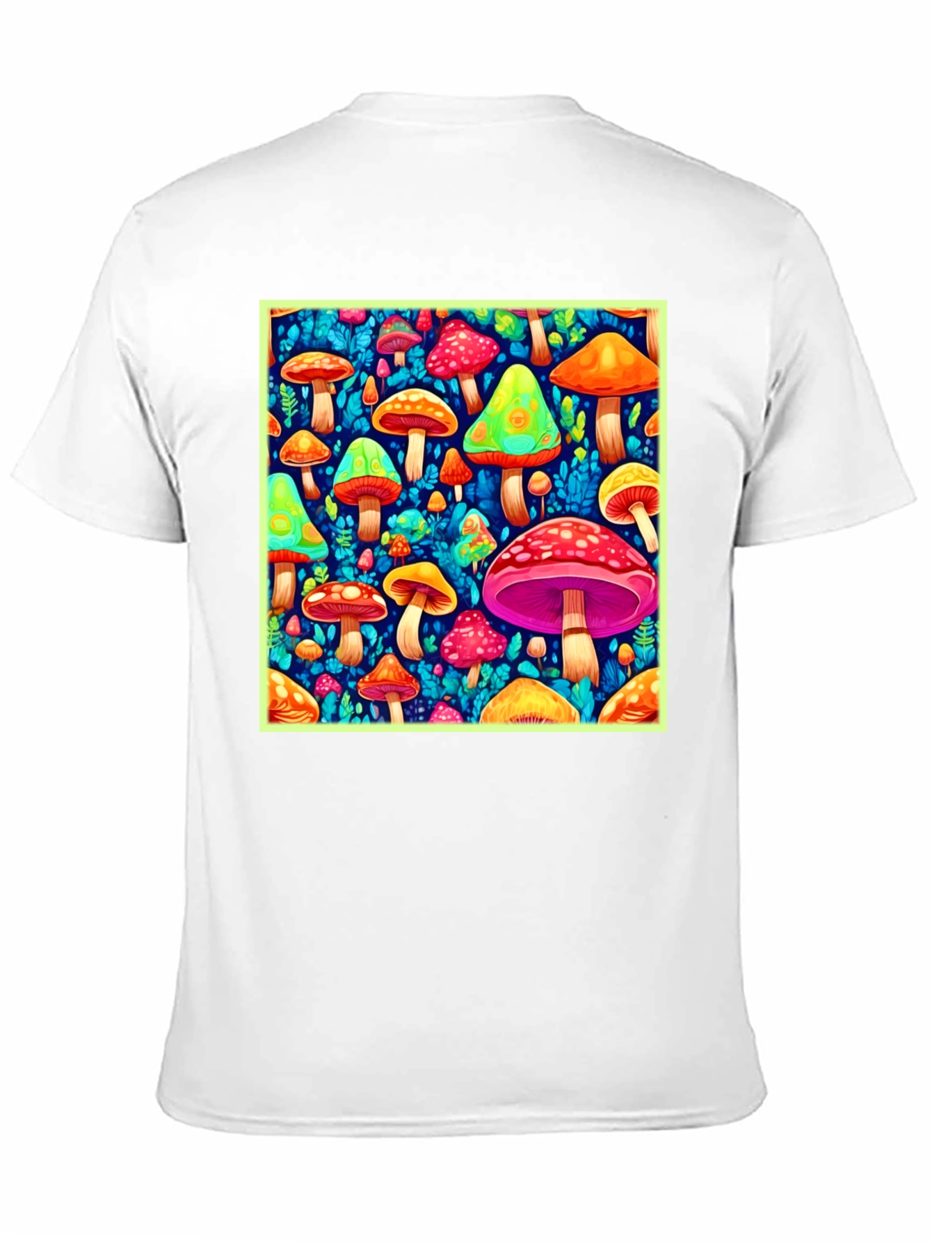 Psychedelic Mushroom Print Black T-Shirt