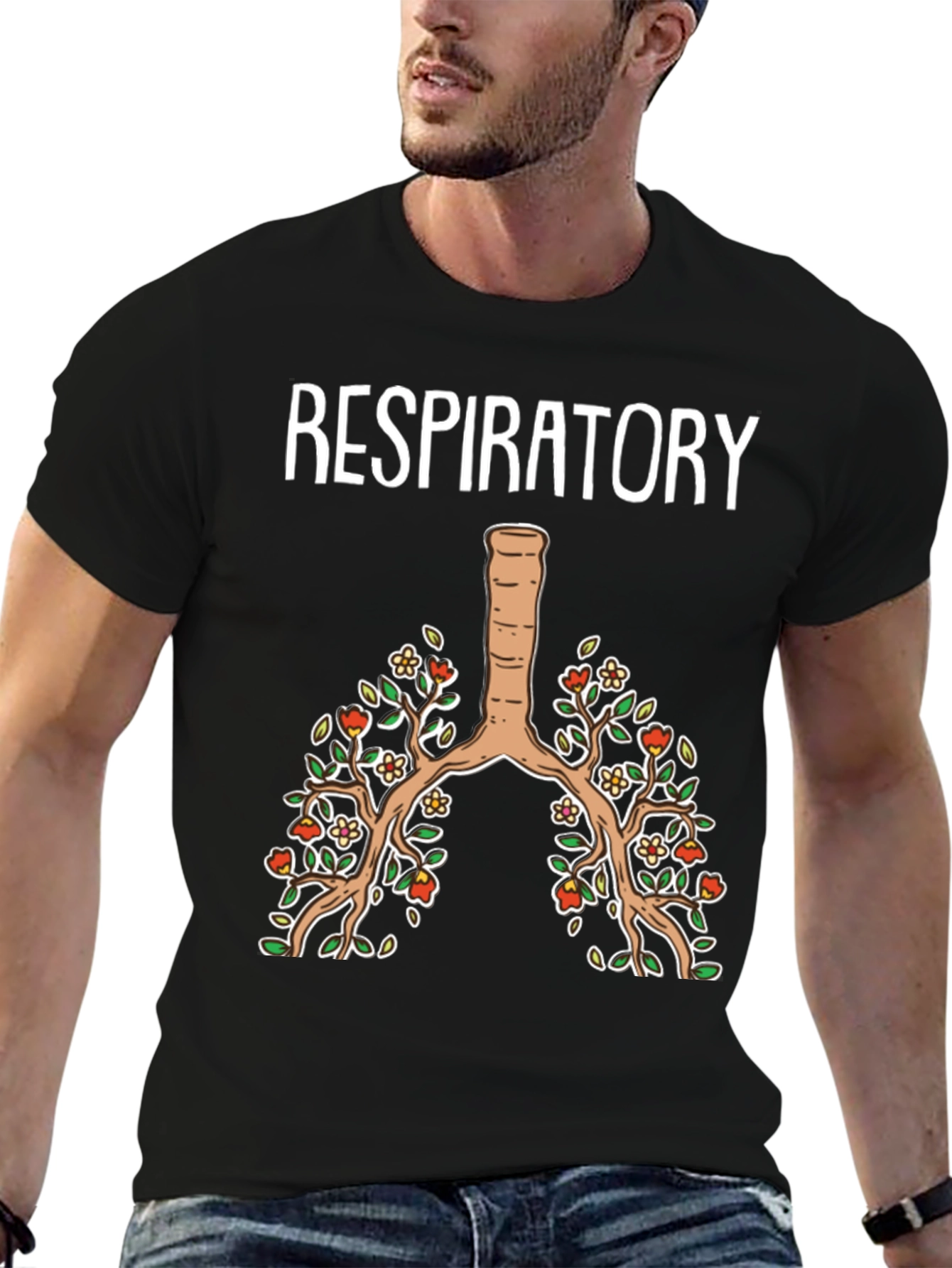 Respiratory System Floral Graphic T-Shirt