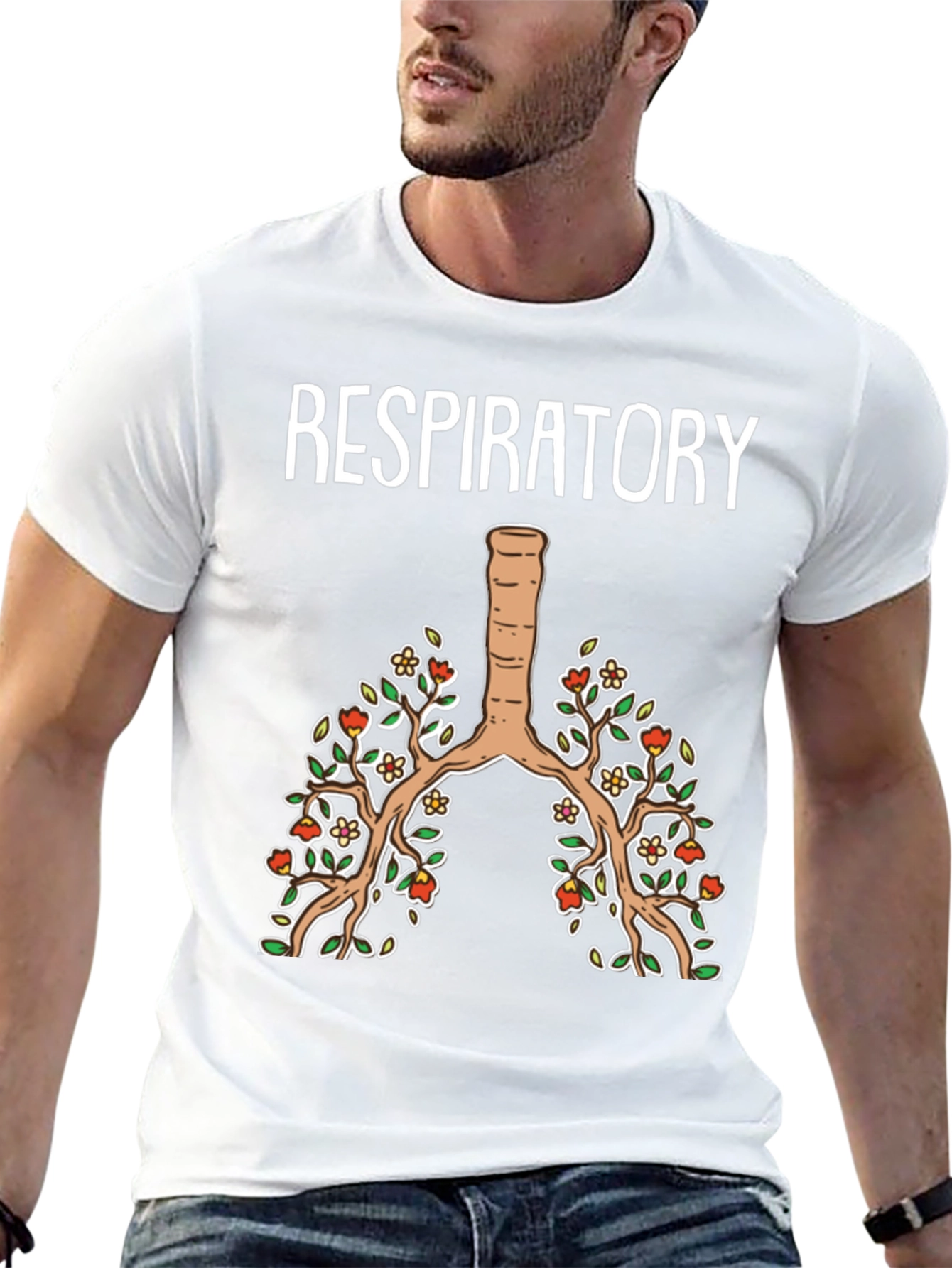 Respiratory System Floral Graphic T-Shirt