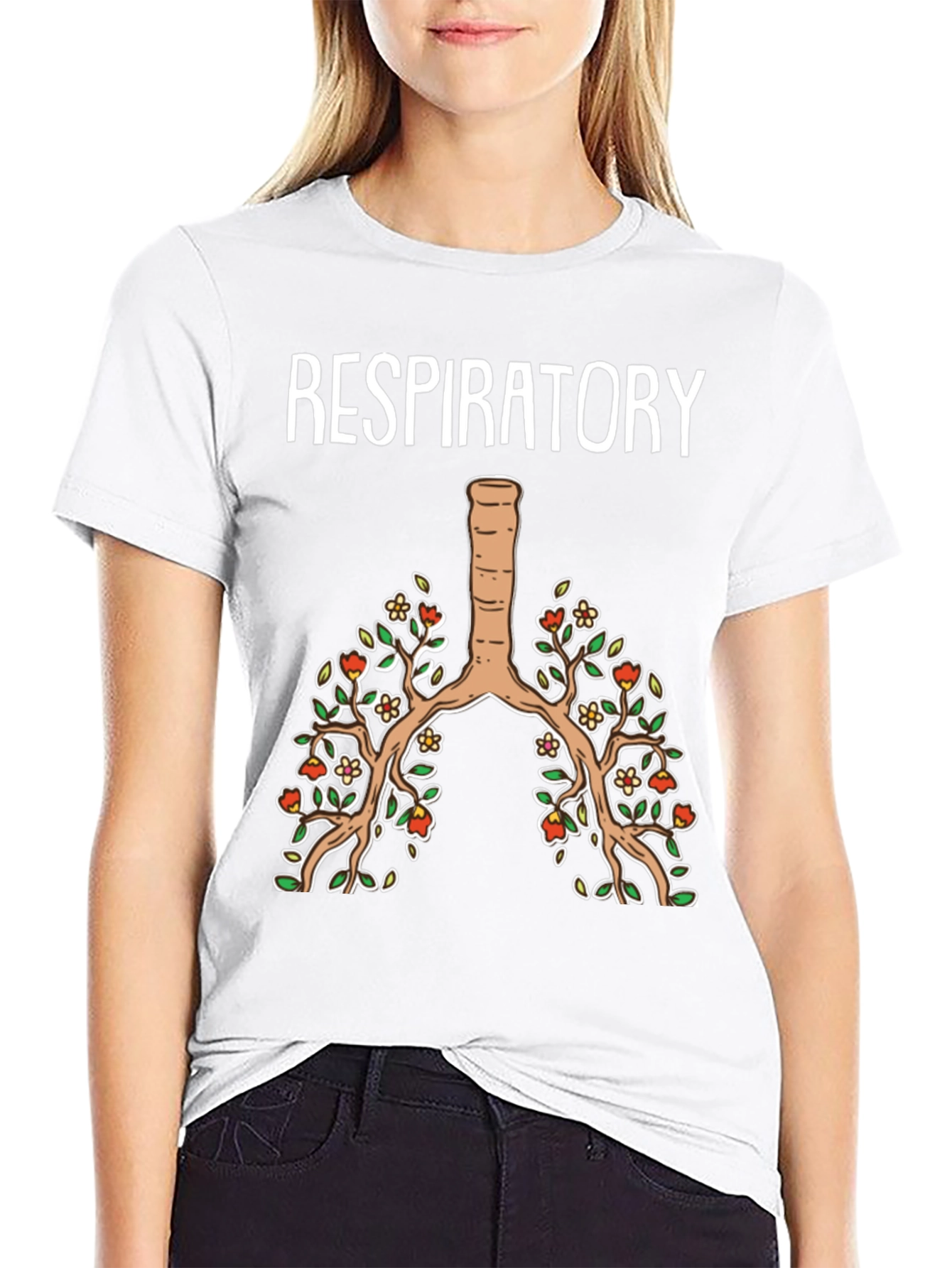 Respiratory System Floral Graphic T-Shirt