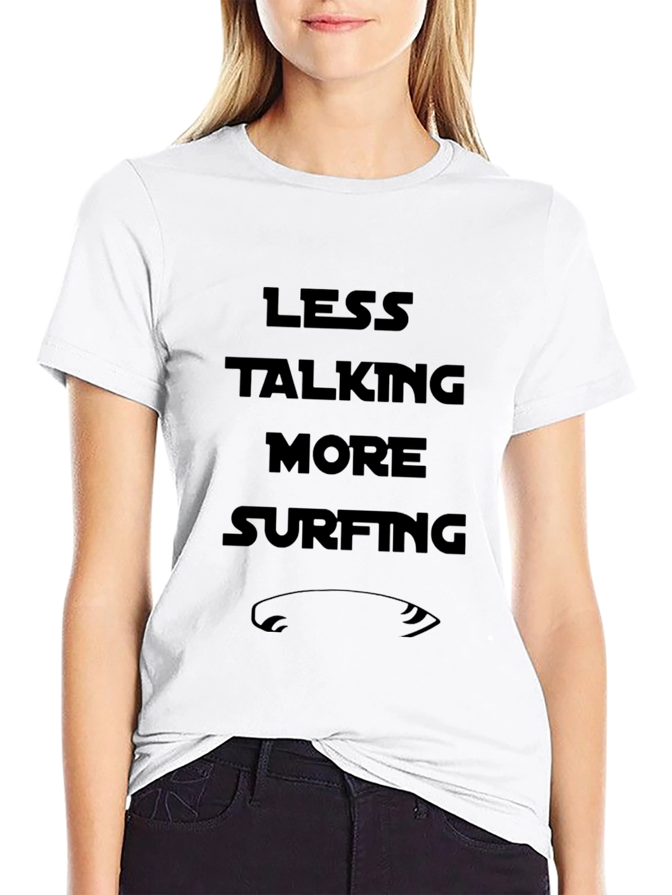 Less Talking More Surfing Mens Black T-Shirt