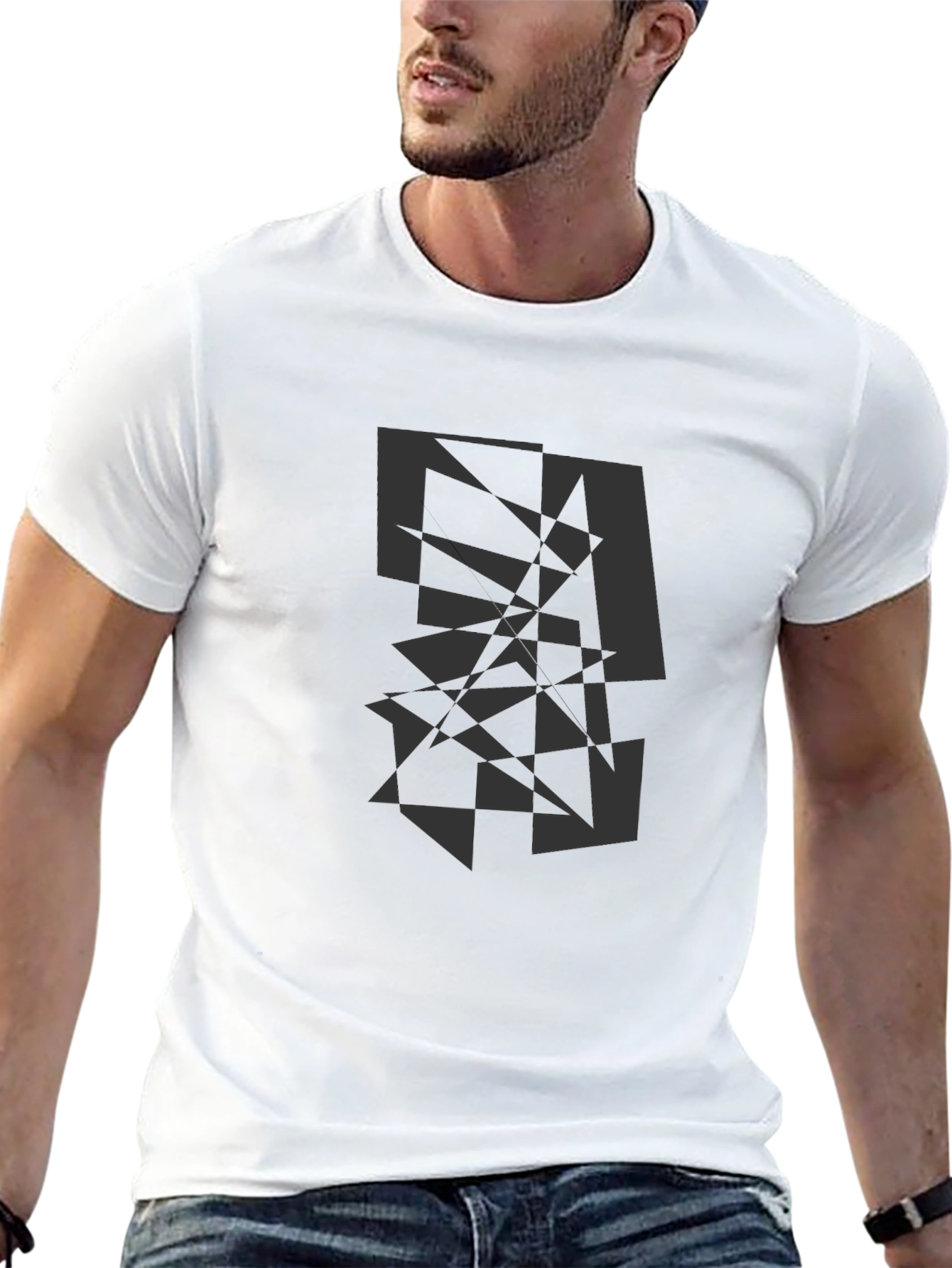 Abstract Geometric Graphic Print Crew Neck T-Shirt