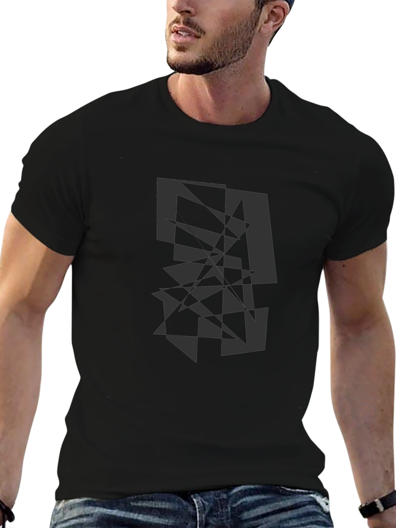 Abstract Geometric Graphic Print Crew Neck T-Shirt