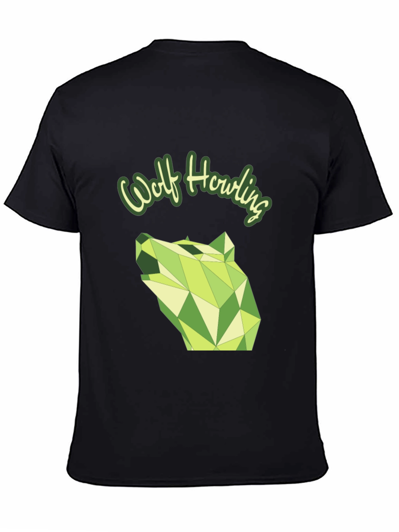 Geometric Wolf Howling Graphic Tee - Modern Black T-Shirt