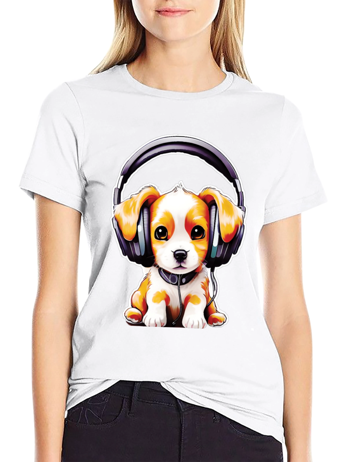 Puppy DJ T-Shirt: Cute Dog with Headphones