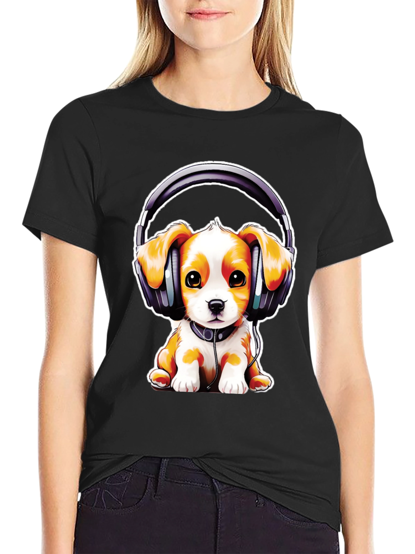 Puppy DJ T-Shirt: Cute Dog with Headphones