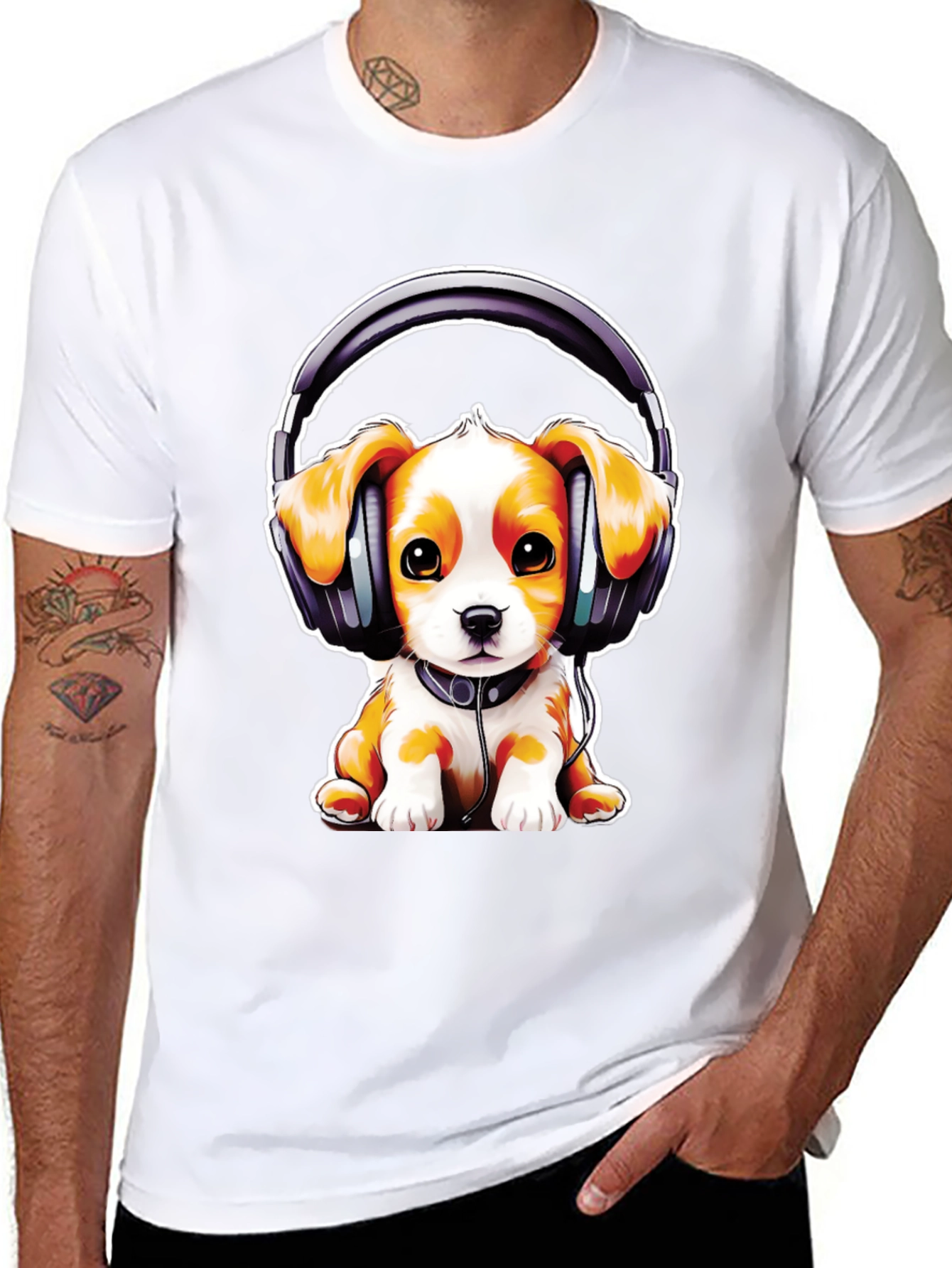 Puppy DJ T-Shirt: Cute Dog with Headphones