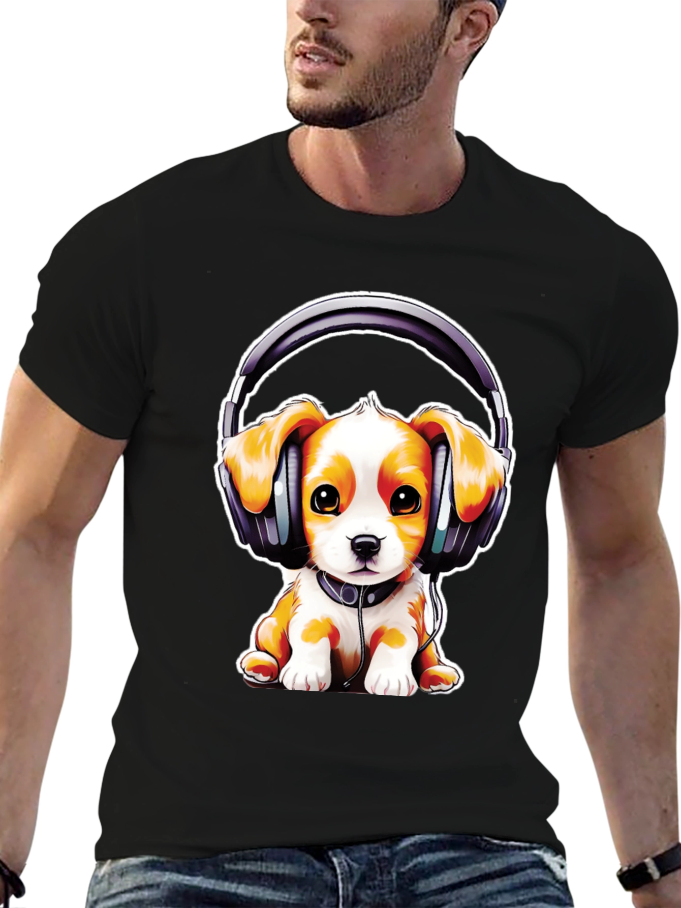 Puppy DJ T-Shirt: Cute Dog with Headphones