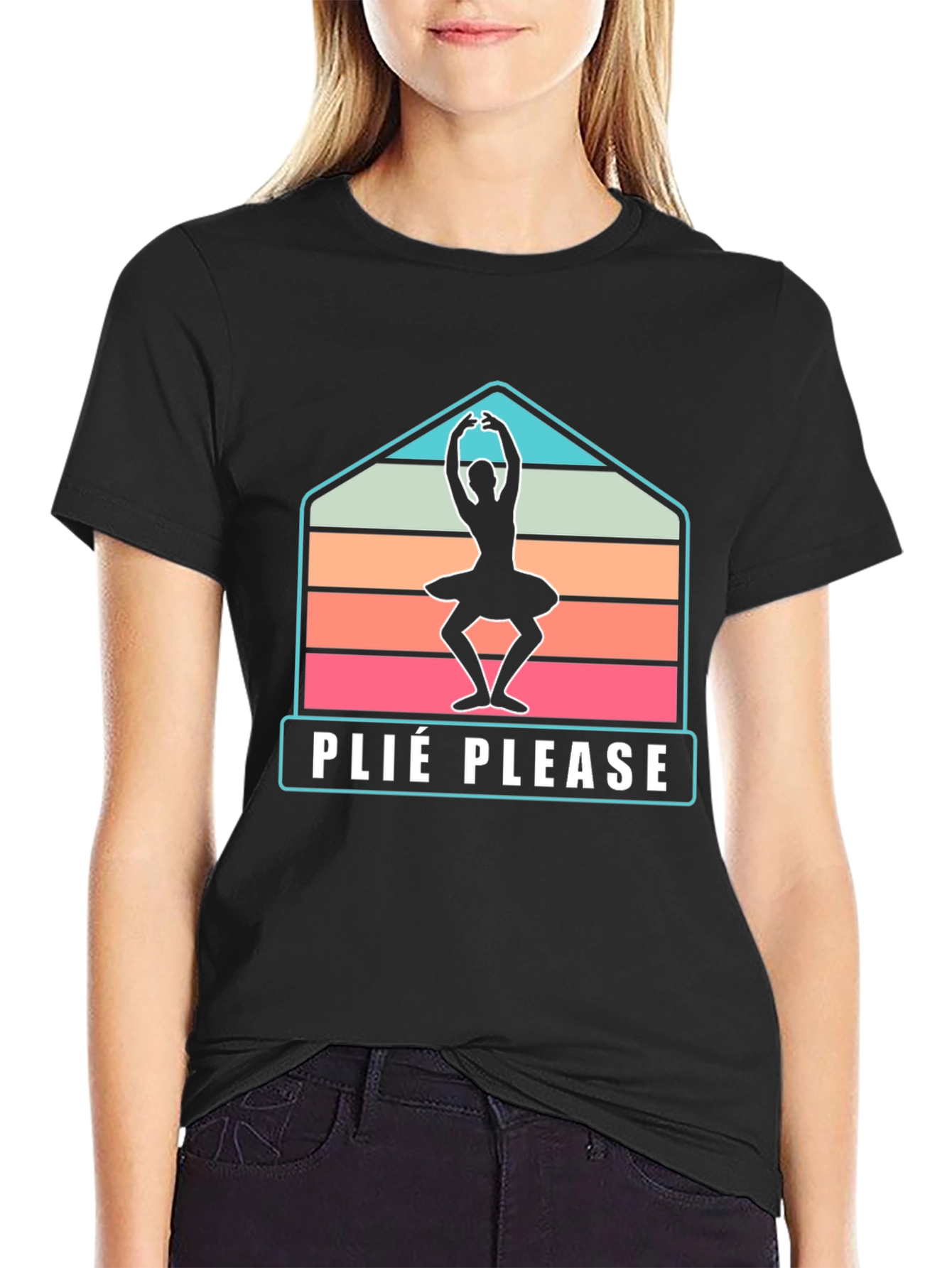 Plie Please Ballet Dancer T-Shirt - Retro Style