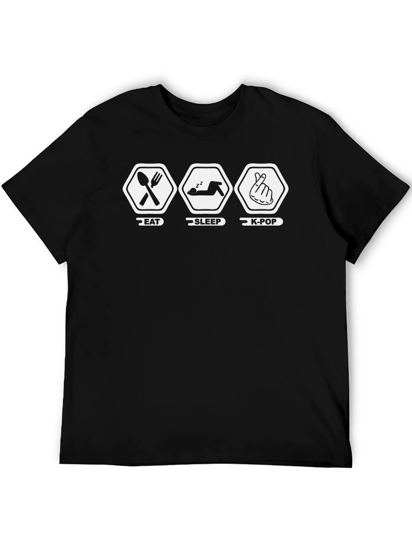 Eat Sleep K-Pop Black Graphic Tee