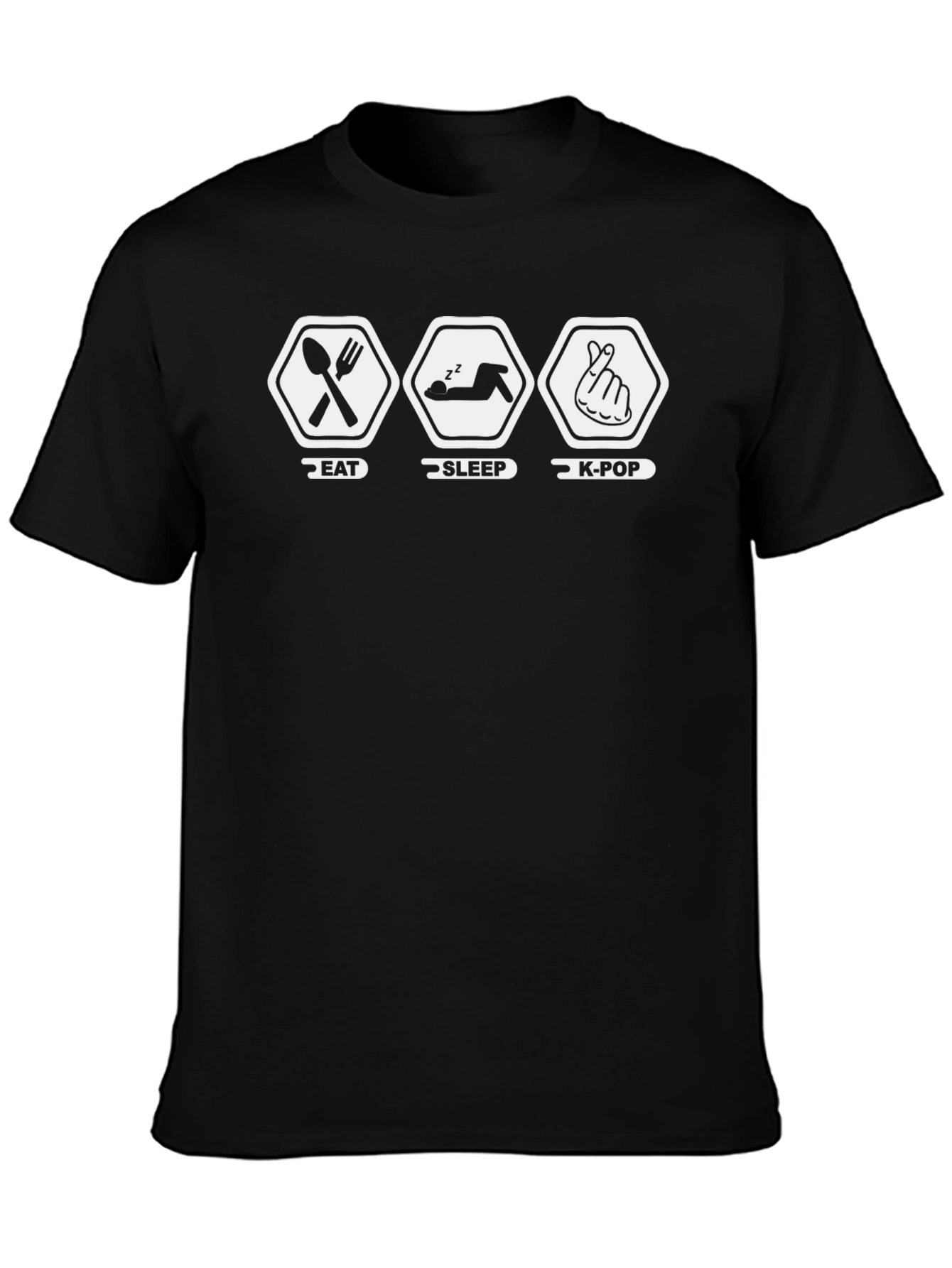 Eat Sleep K-Pop Black Graphic Tee