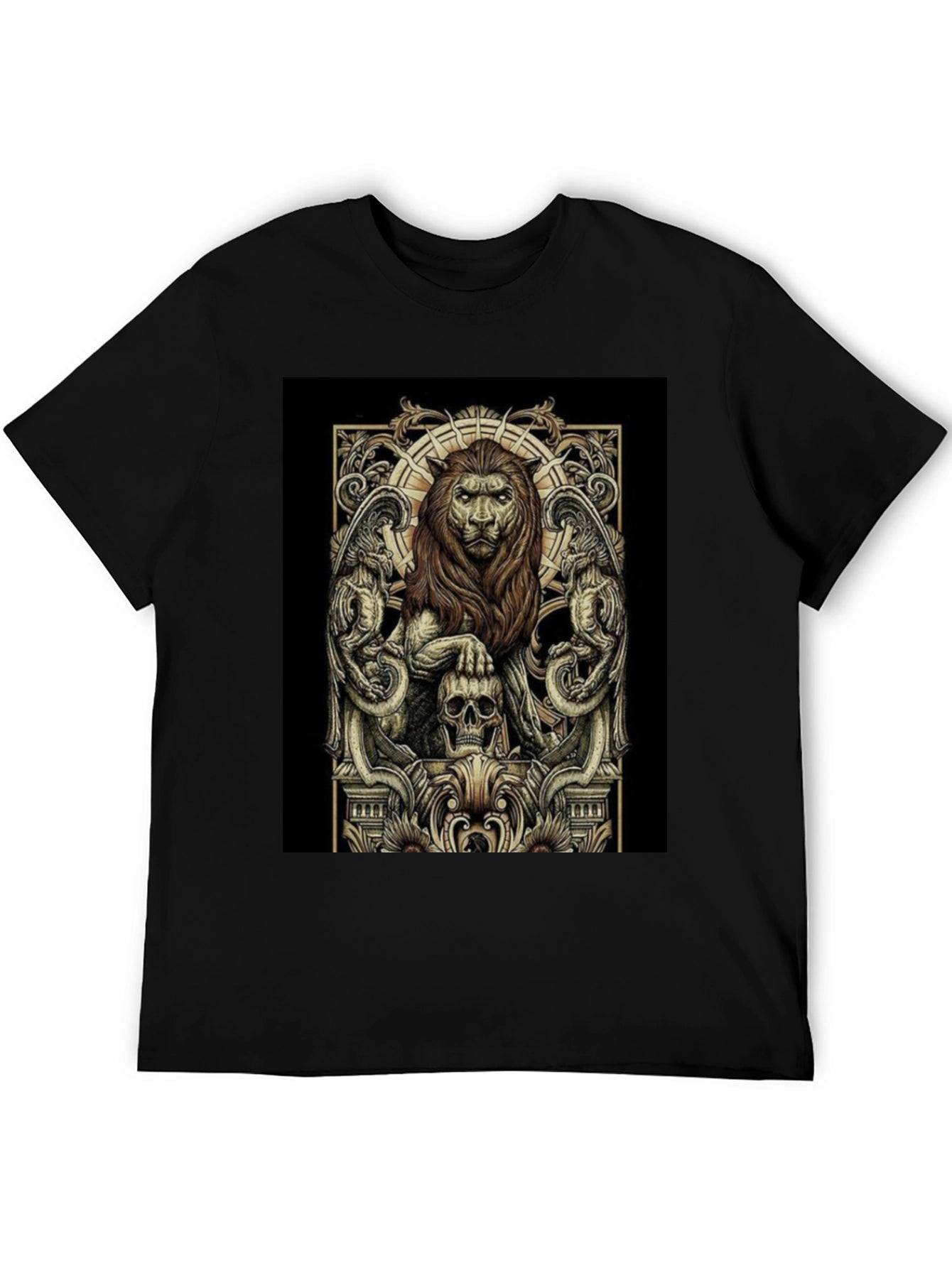Lion & Skull Graphic Tee - Black
