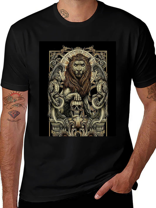 Lion & Skull Graphic Tee - Black