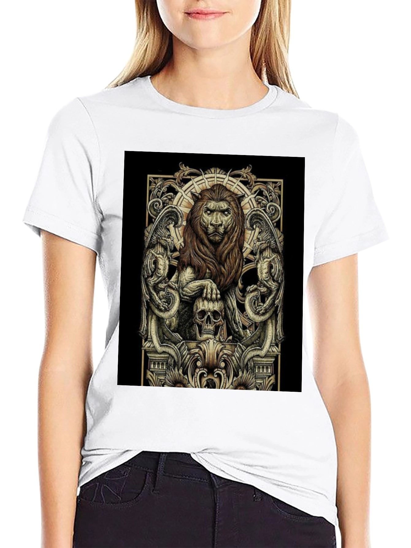 Lion & Skull Graphic Tee - Black