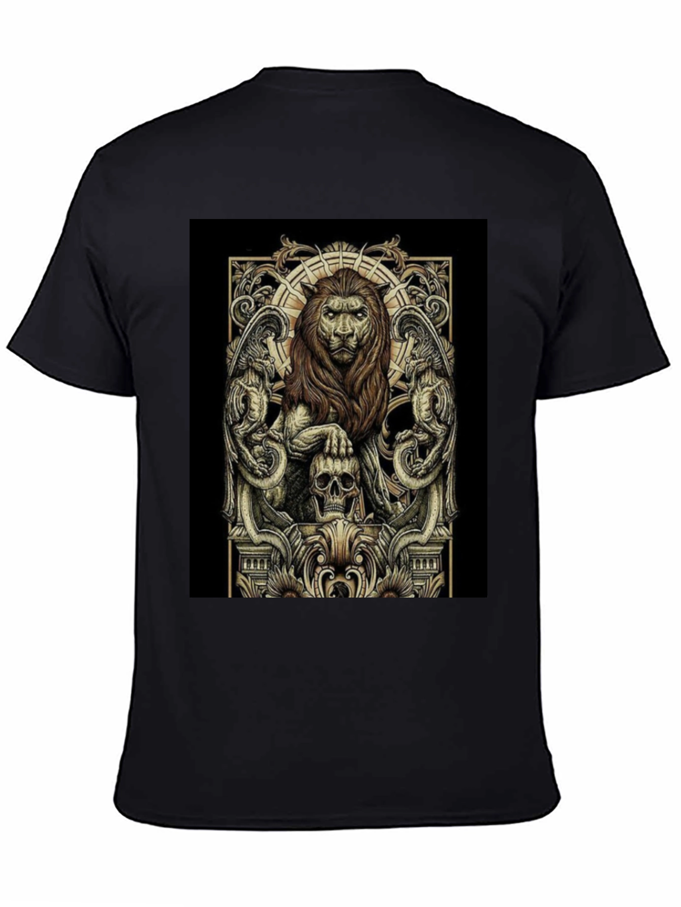Lion & Skull Graphic Tee - Black