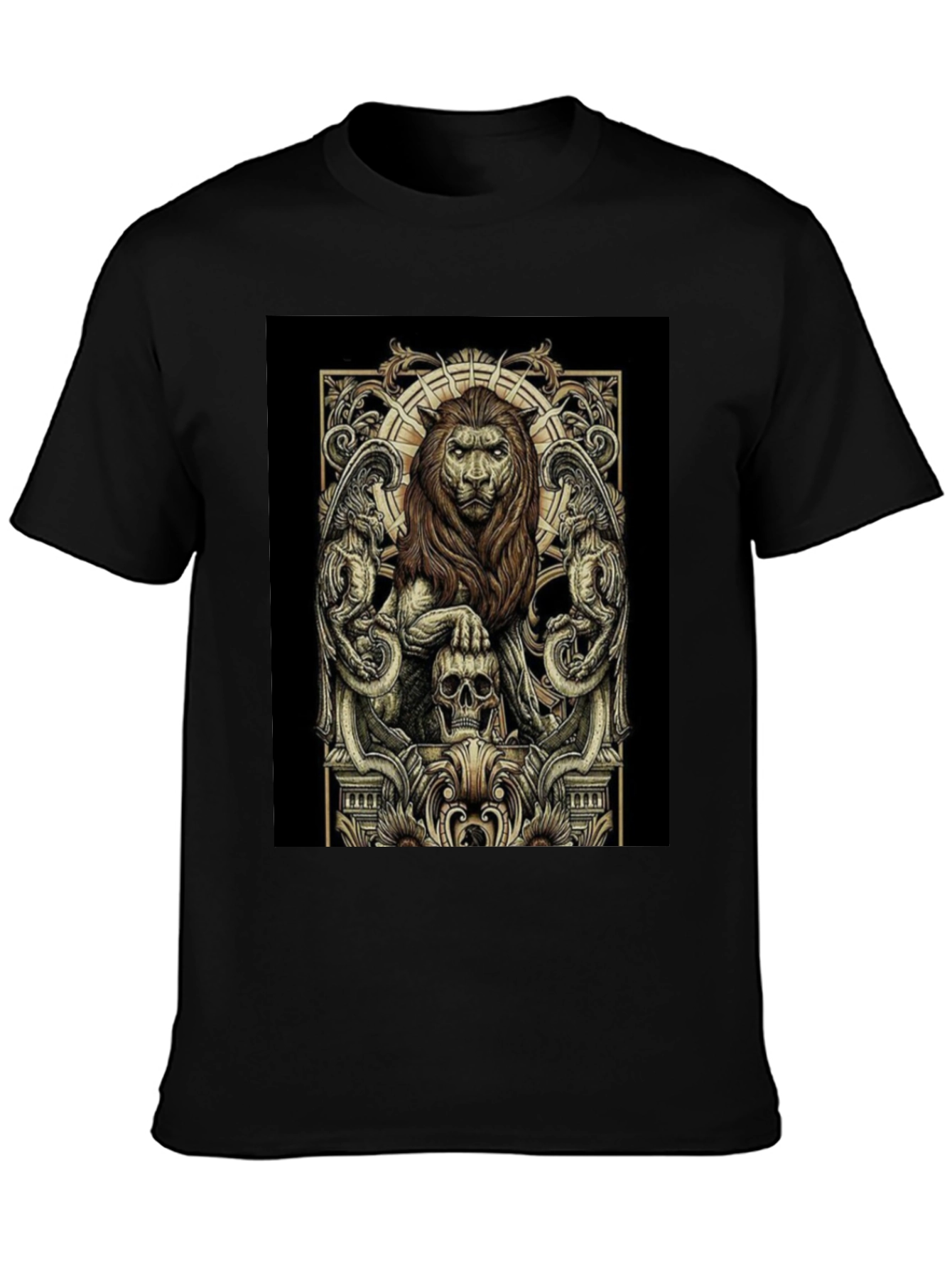 Lion & Skull Graphic Tee - Black