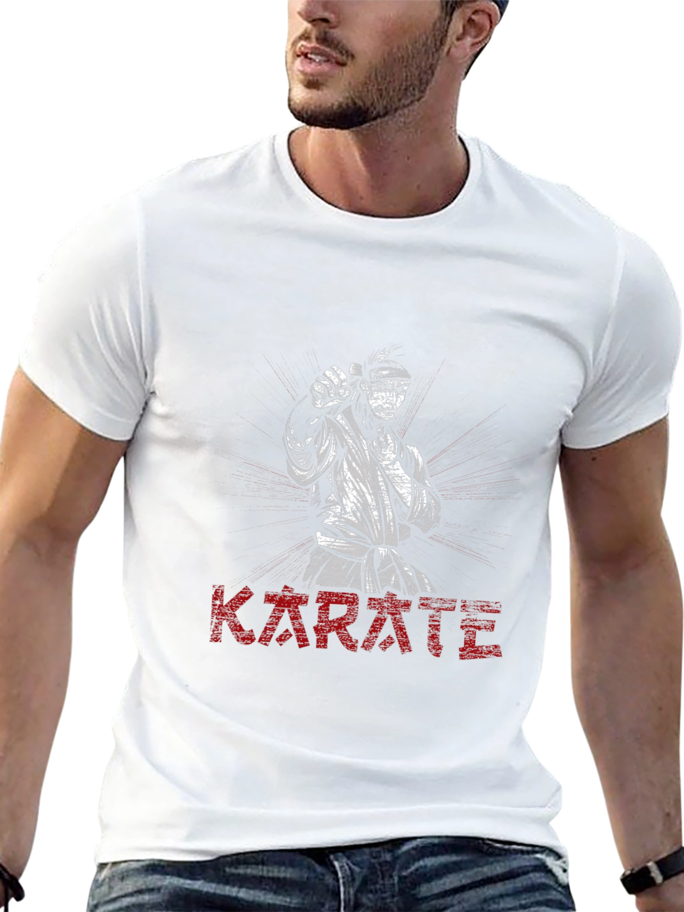 Karate Graphic Print Black T-Shirt