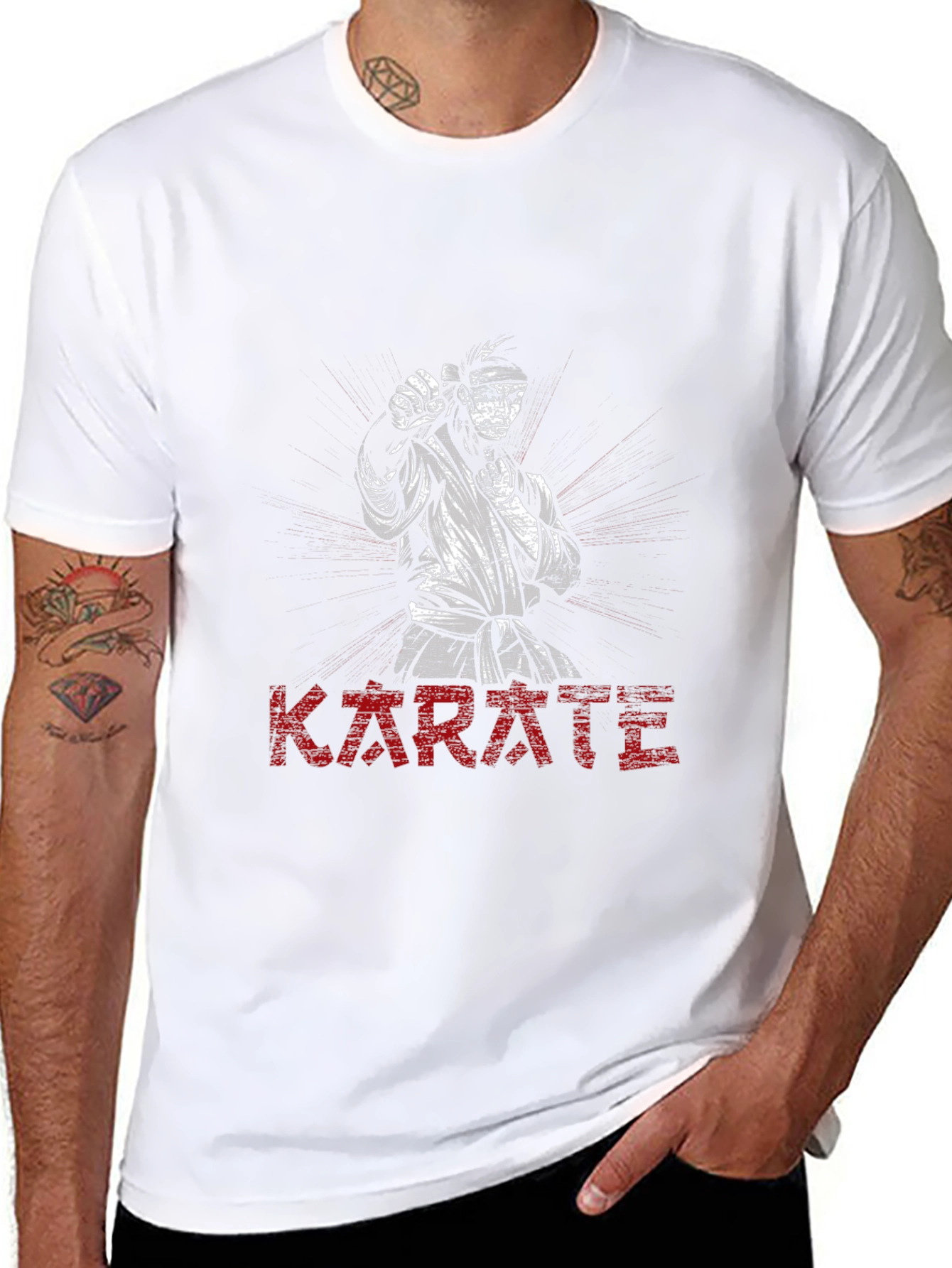 Karate Graphic Print Black T-Shirt