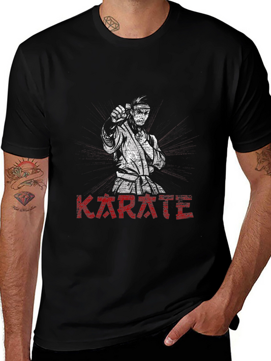 Karate Graphic Print Black T-Shirt