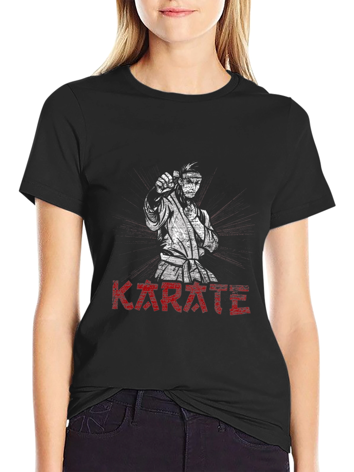 Karate Graphic Print Black T-Shirt