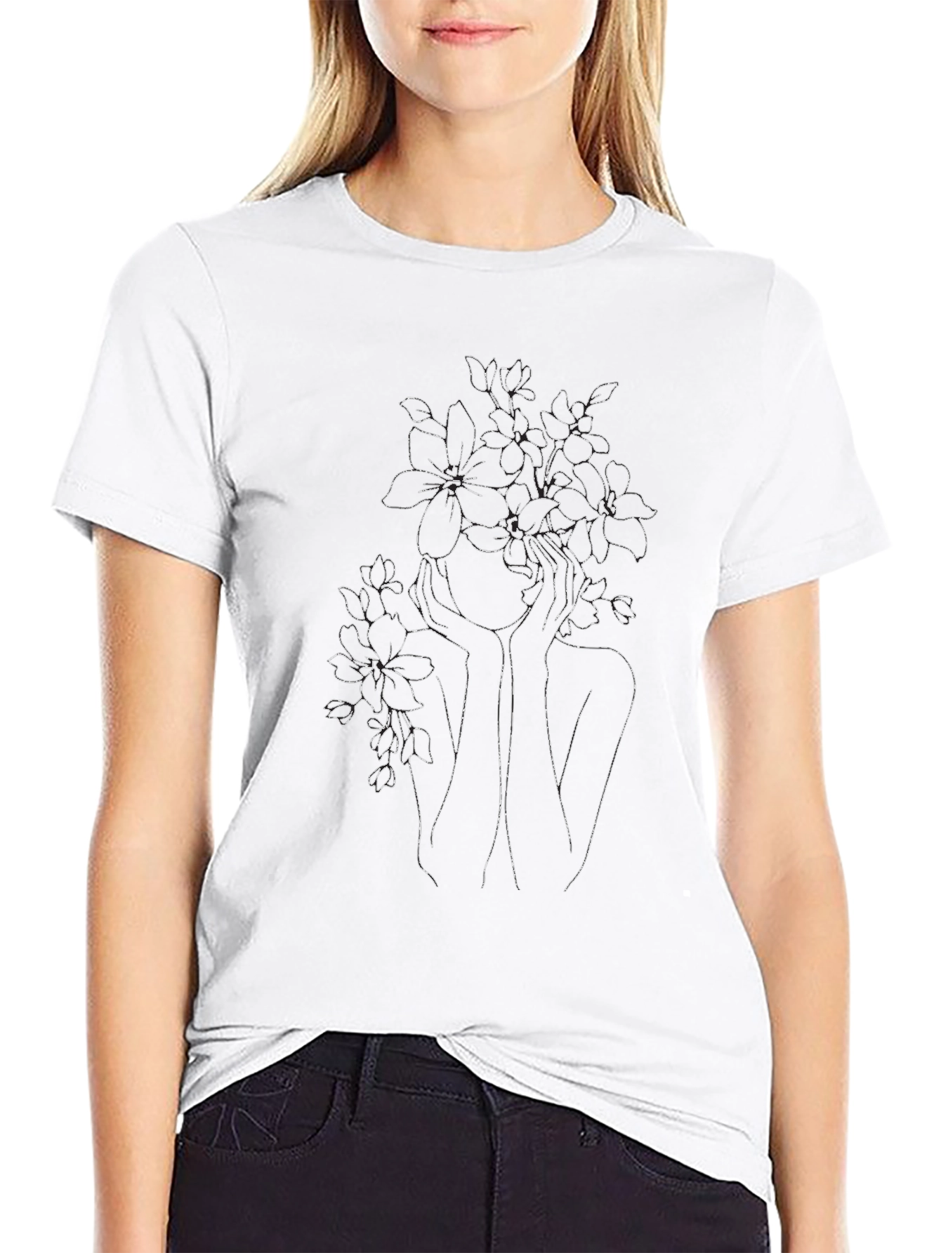 Floral Silhouette Graphic Tee - Modern Style