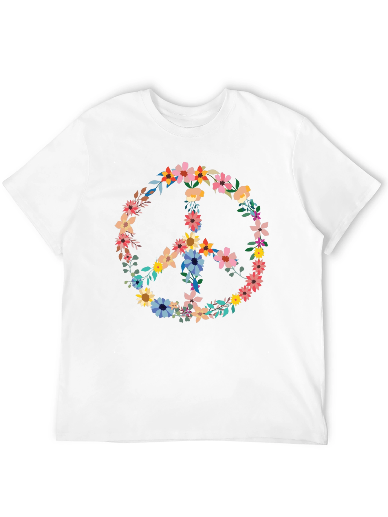 Floral Peace Sign Graphic Tee - Black