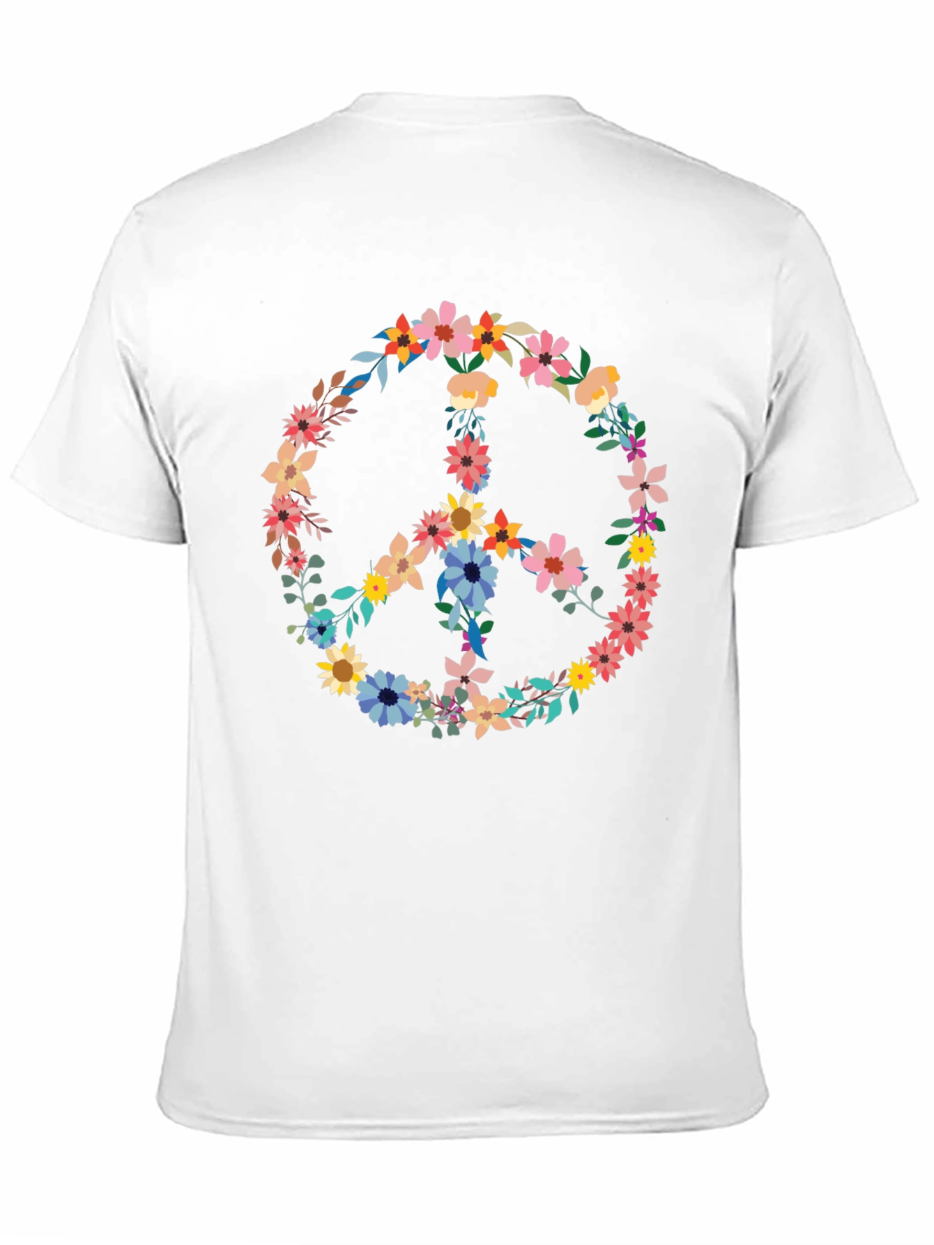 Floral Peace Sign Graphic Tee - Black