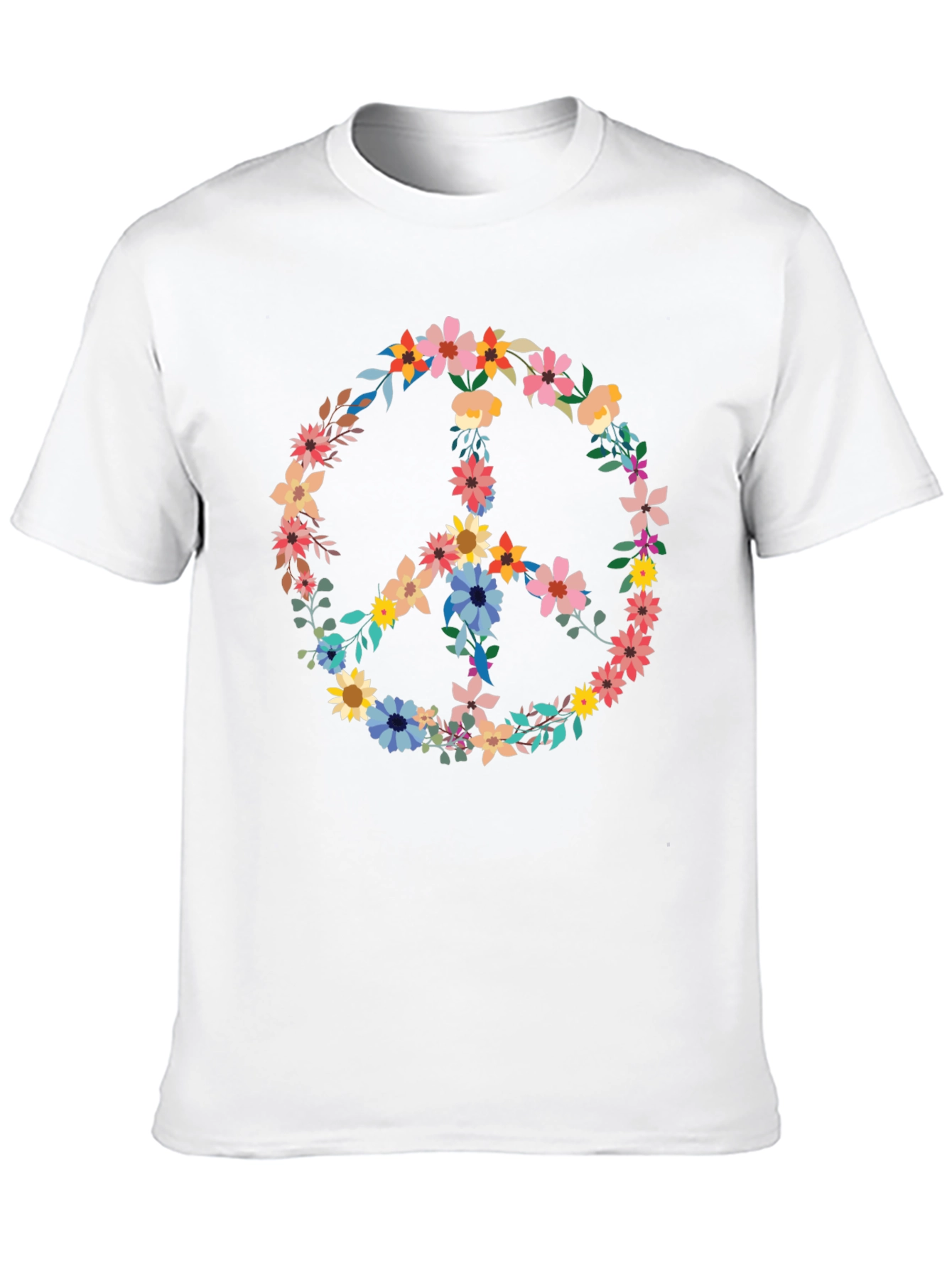 Floral Peace Sign Graphic Tee - Black