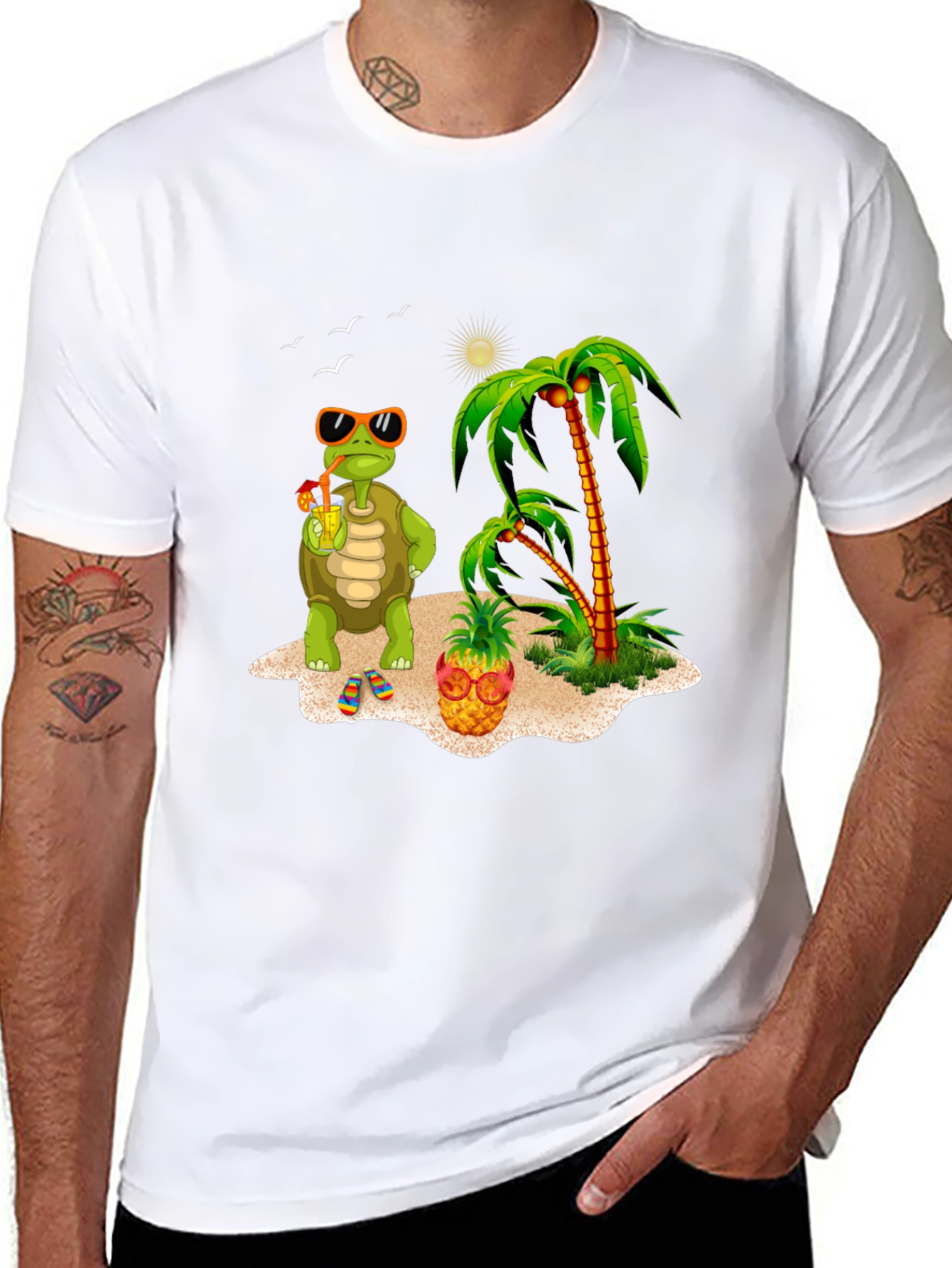 Tropical Turtle Graphic Tee - Beach Vibes