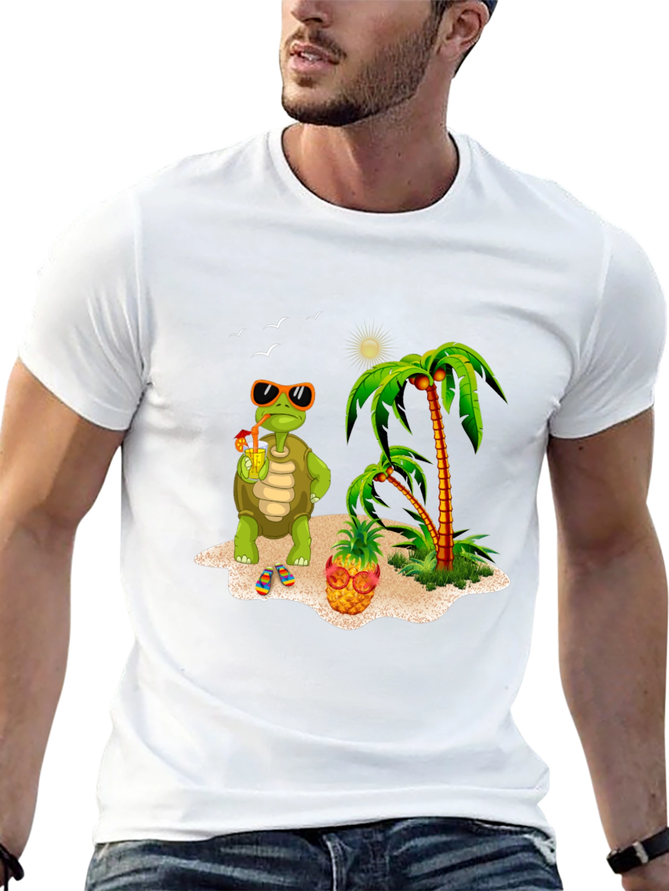 Tropical Turtle Graphic Tee - Beach Vibes