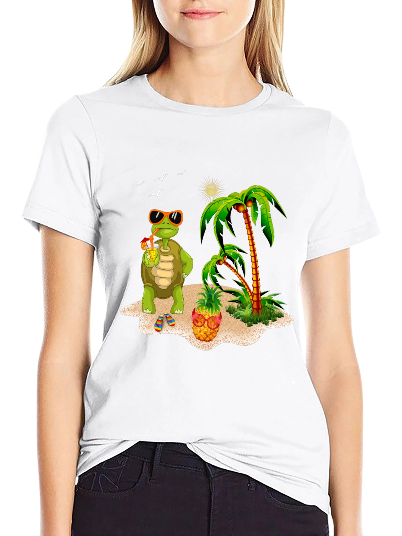 Tropical Turtle Graphic Tee - Beach Vibes