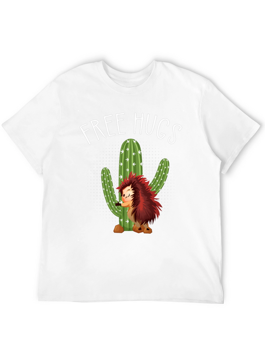 Free Hugs Hedgehog Cactus Graphic Tee