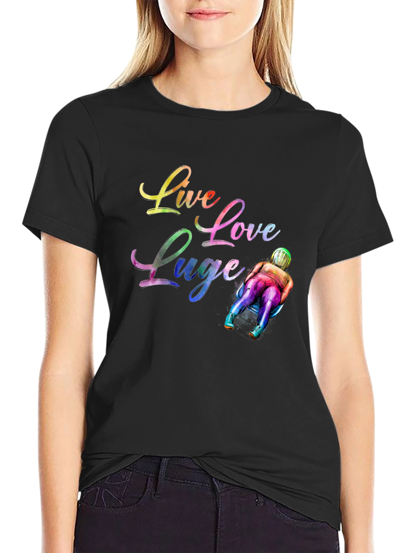 Live Love Luge Black T-Shirt