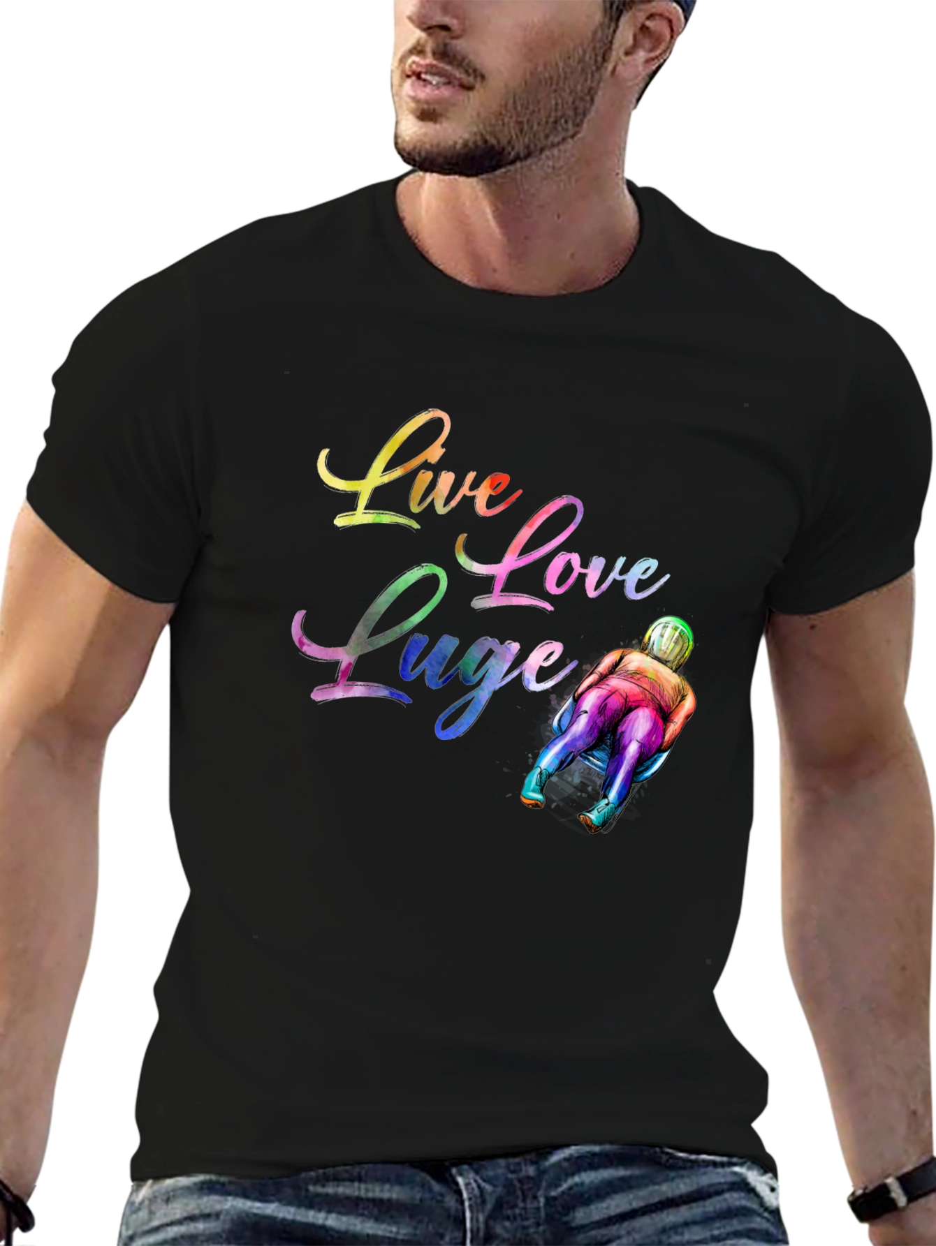 Live Love Luge Black T-Shirt