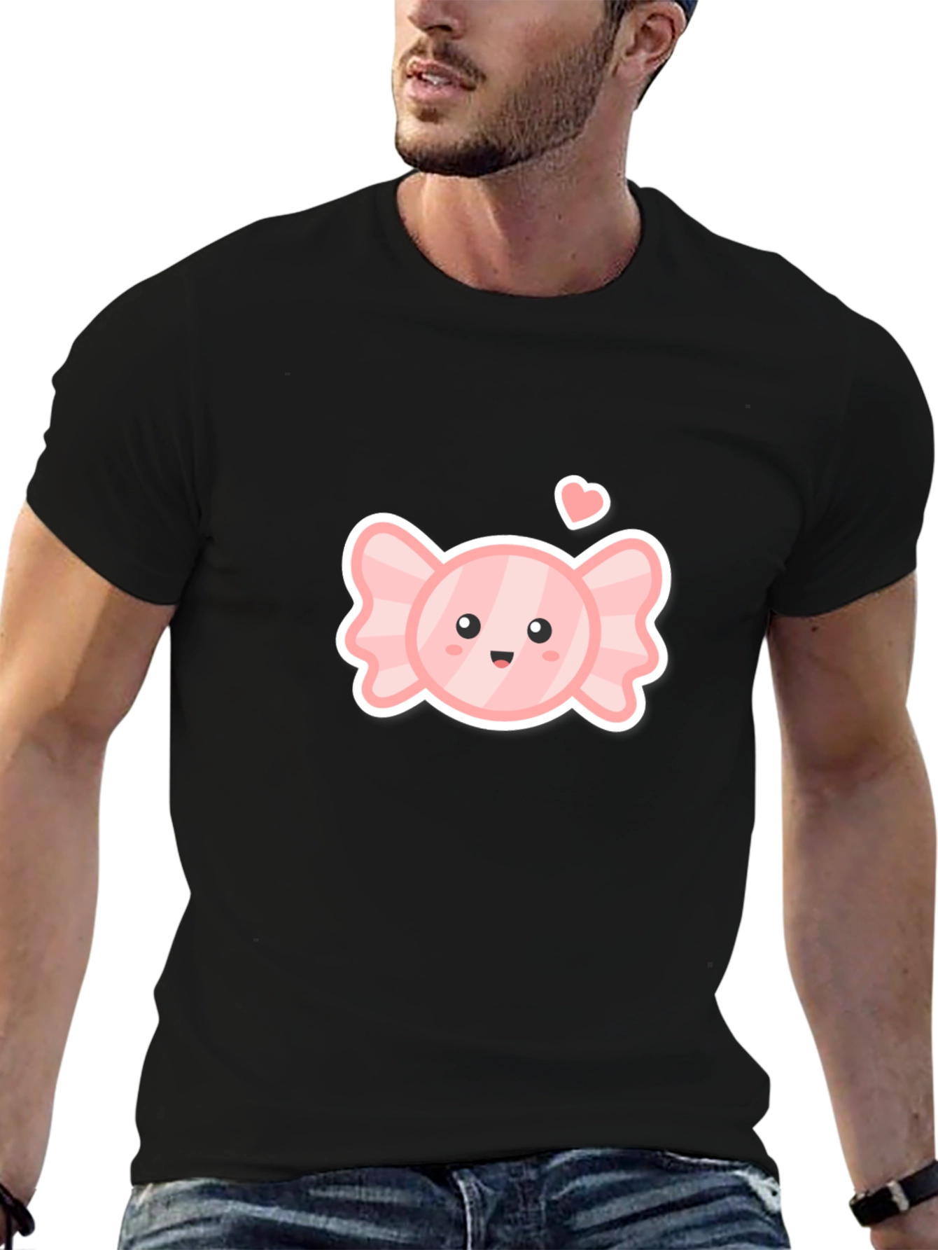 Cute Candy Heart Black T-Shirt