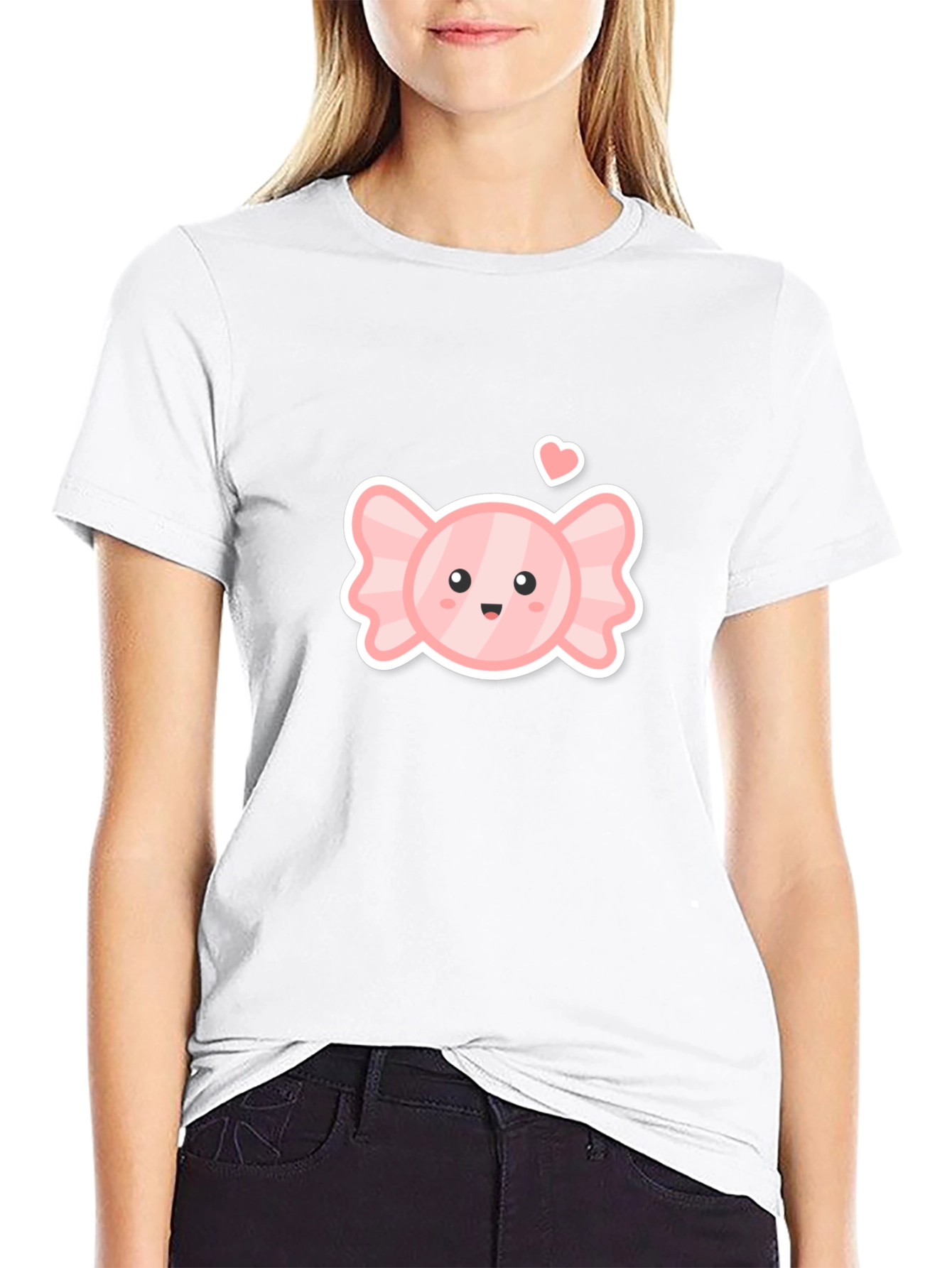 Cute Candy Heart Black T-Shirt