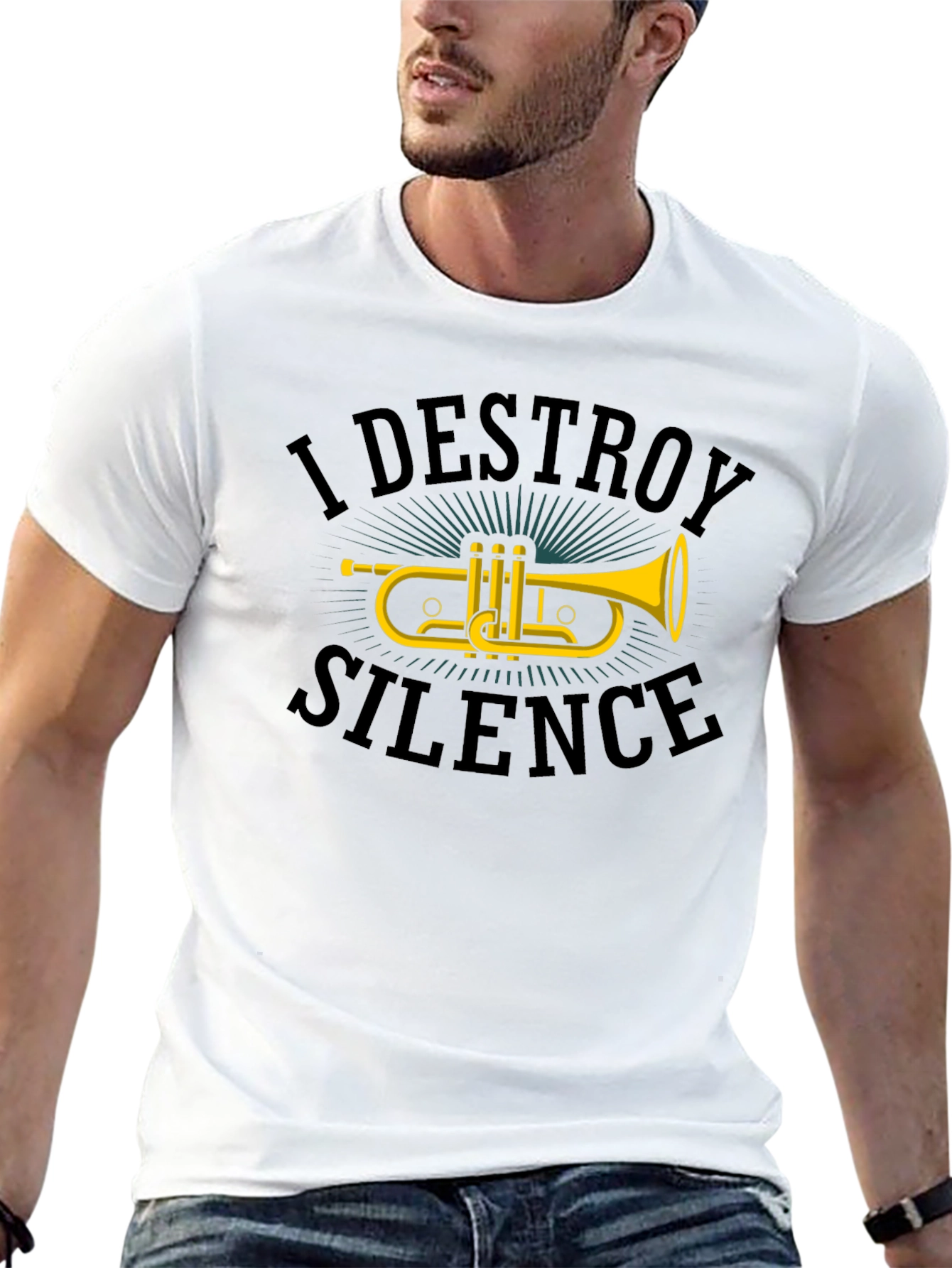I Destroy Silence Trumpet Graphic Tee - Black