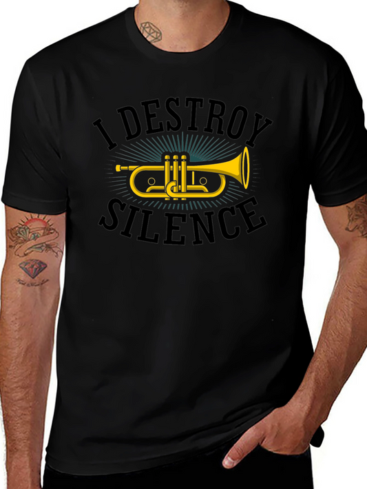 I Destroy Silence Trumpet Graphic Tee - Black