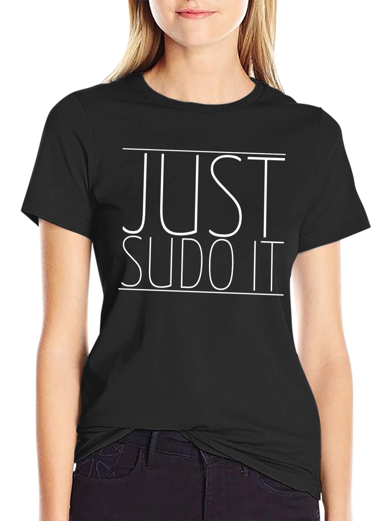 Just Sudo It - Black Cotton Graphic Tee