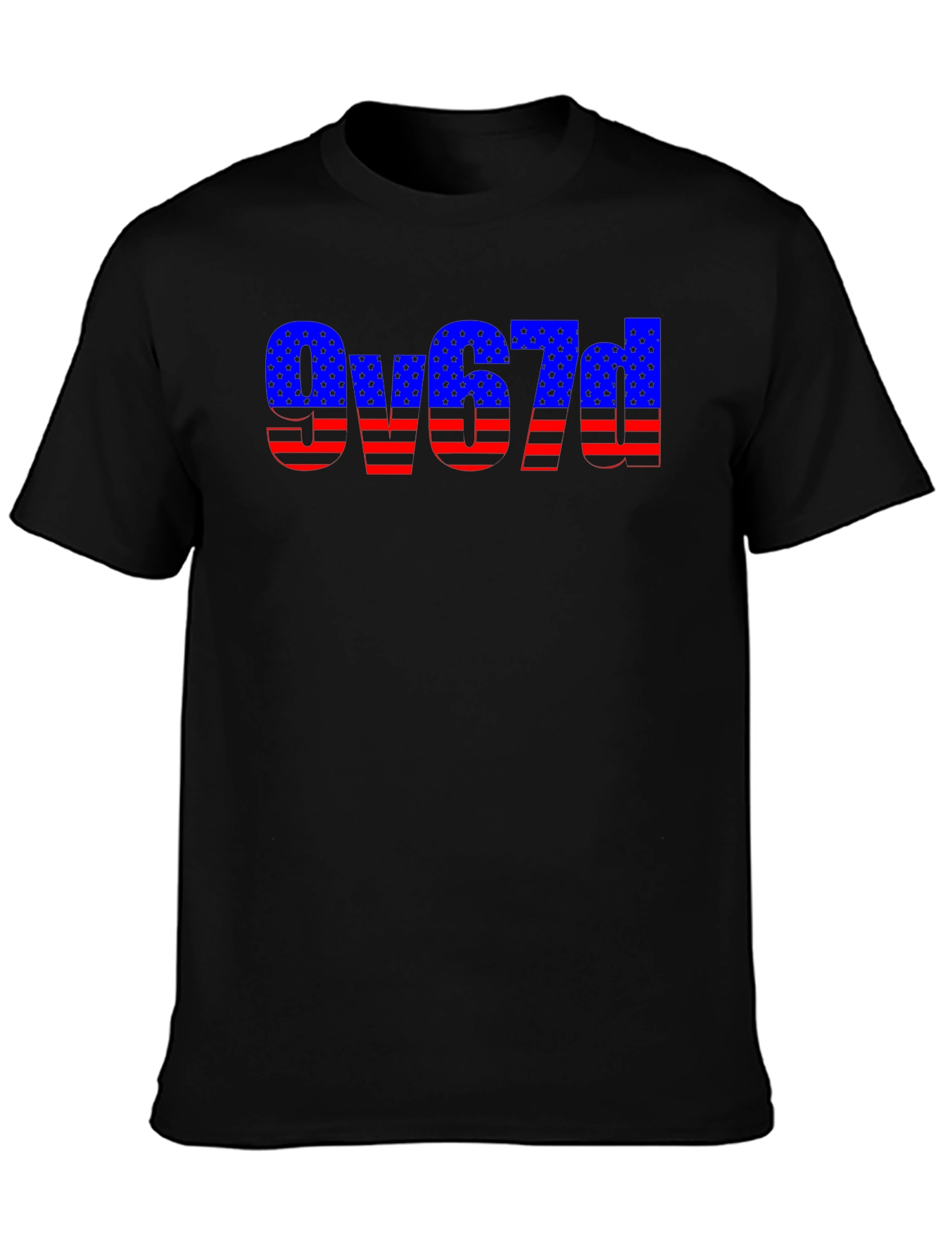 American Flag Style Text Design Black T-Shirt
