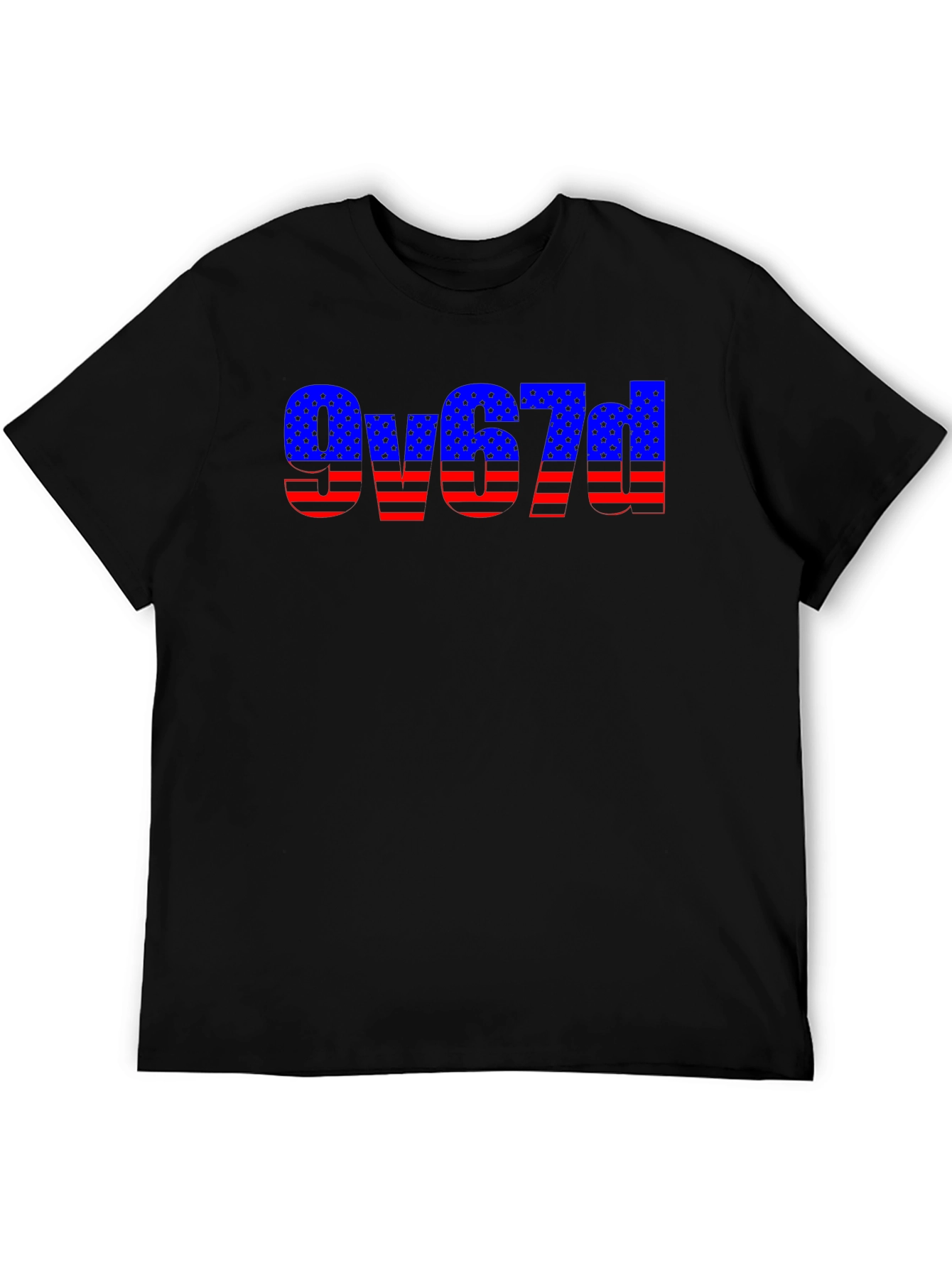 American Flag Style Text Design Black T-Shirt